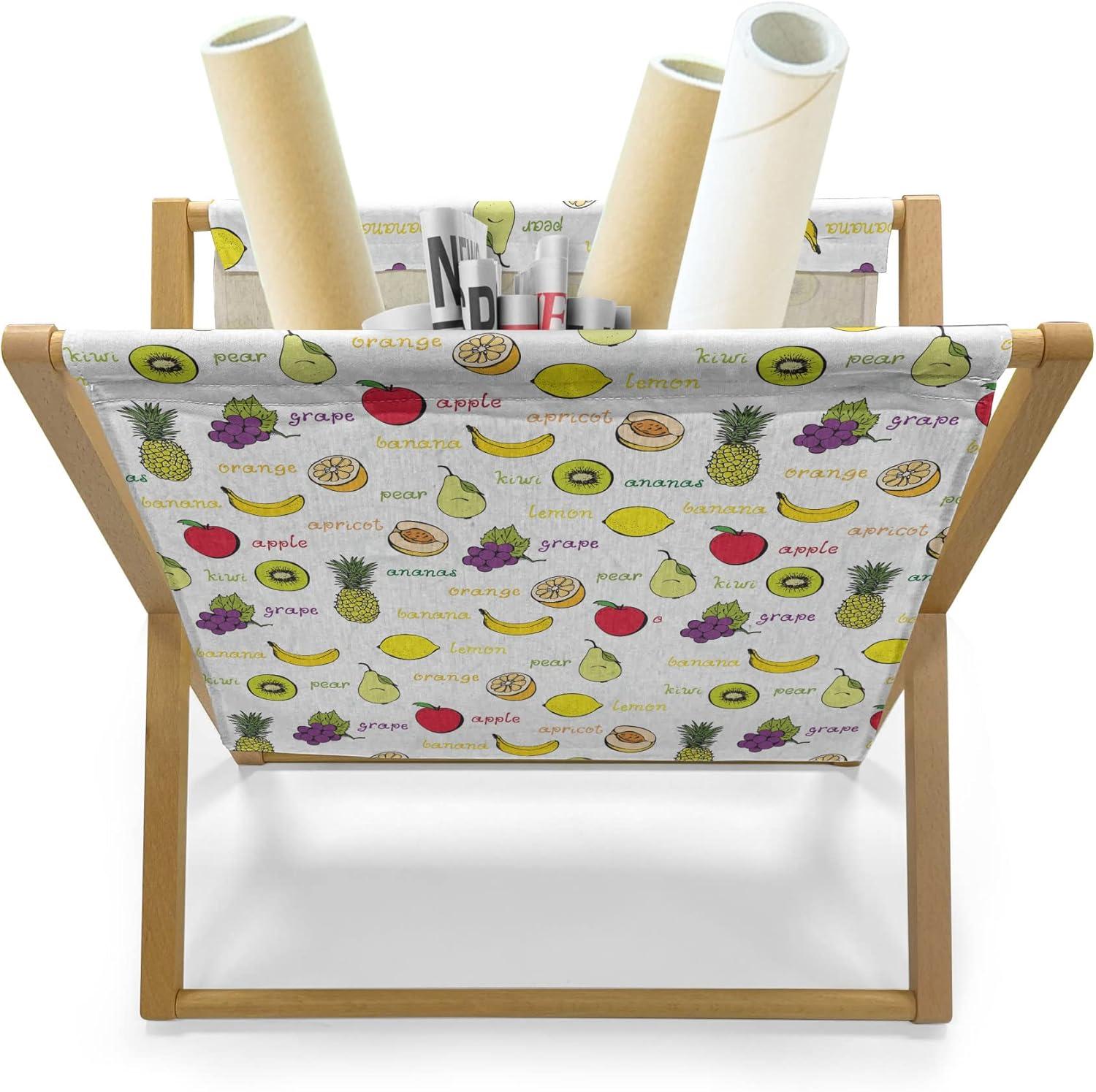 imageAmbesonne Fruits Magazine and Book Holder Retro Valentine Theme with Strawberry Love Happiness Merry Lucky Image Floor Rack Decor for Interior of Home amp Office 22 x 19 Eggshell Ruby Army GreenPurple Yellow Ruby