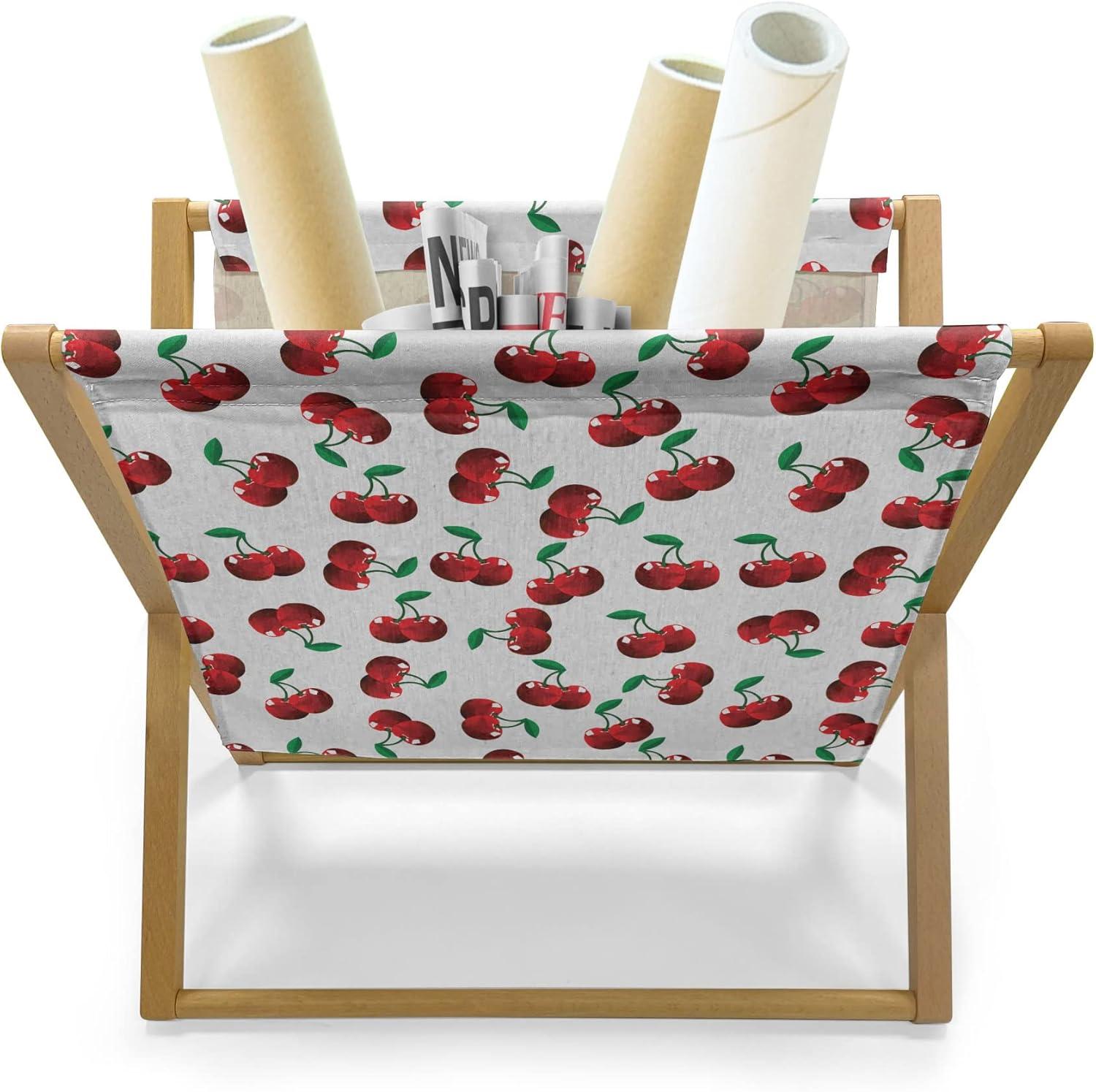 imageAmbesonne Fruits Magazine and Book Holder Retro Valentine Theme with Strawberry Love Happiness Merry Lucky Image Floor Rack Decor for Interior of Home amp Office 22 x 19 Eggshell Ruby Army GreenHunter Green Coconut