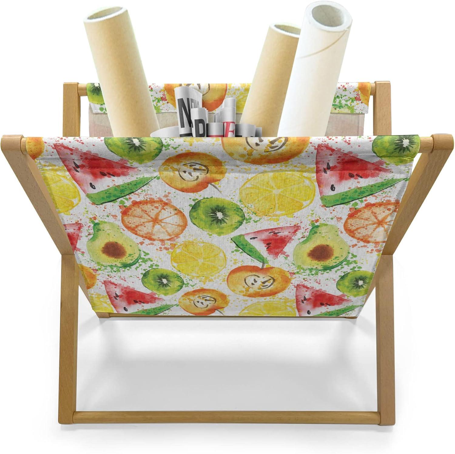 imageAmbesonne Fruits Magazine and Book Holder Retro Valentine Theme with Strawberry Love Happiness Merry Lucky Image Floor Rack Decor for Interior of Home amp Office 22 x 19 Eggshell Ruby Army GreenYellow Orange Fern Green
