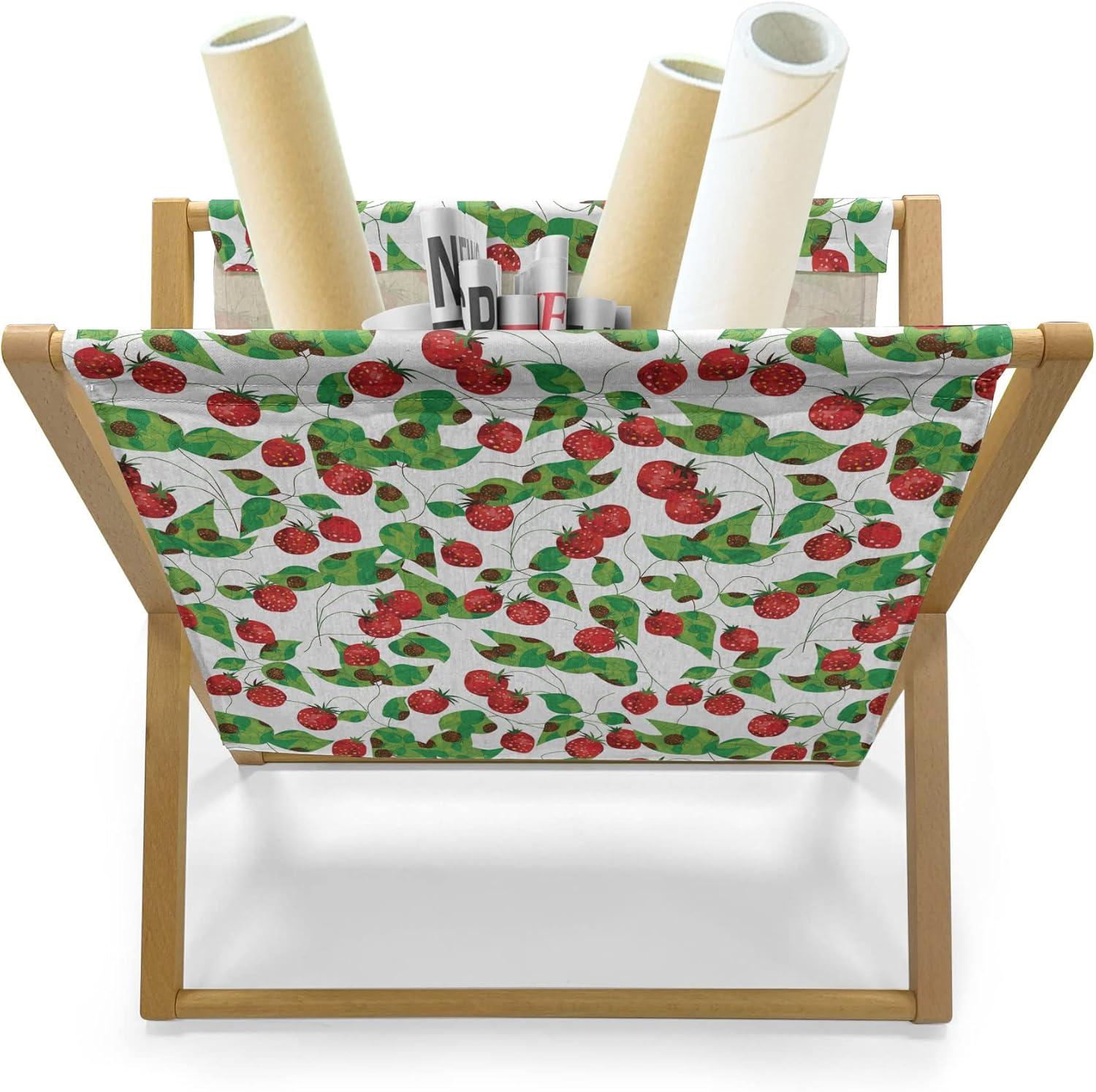imageAmbesonne Fruits Magazine and Book Holder Retro Valentine Theme with Strawberry Love Happiness Merry Lucky Image Floor Rack Decor for Interior of Home amp Office 22 x 19 Eggshell Ruby Army GreenRed Fern Green White