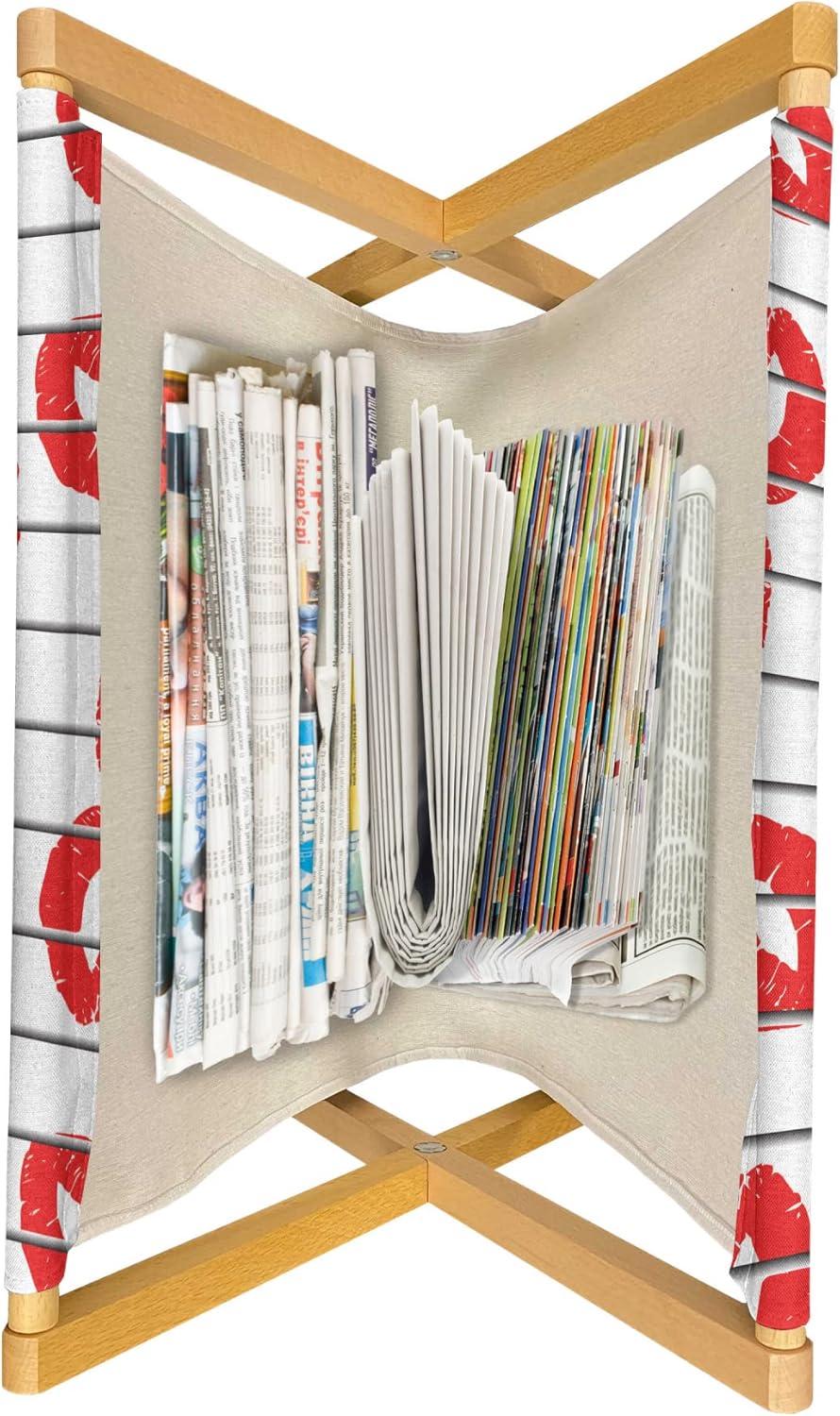 imageAmbesonne Glamour Magazine and Book Holder Woman Lips Behind The Bars Female Love Romance Valentines Day Print Floor Rack Decor for Interior of Home amp Office 22 x 19 Scarlet White and GreyScarlet White and Grey
