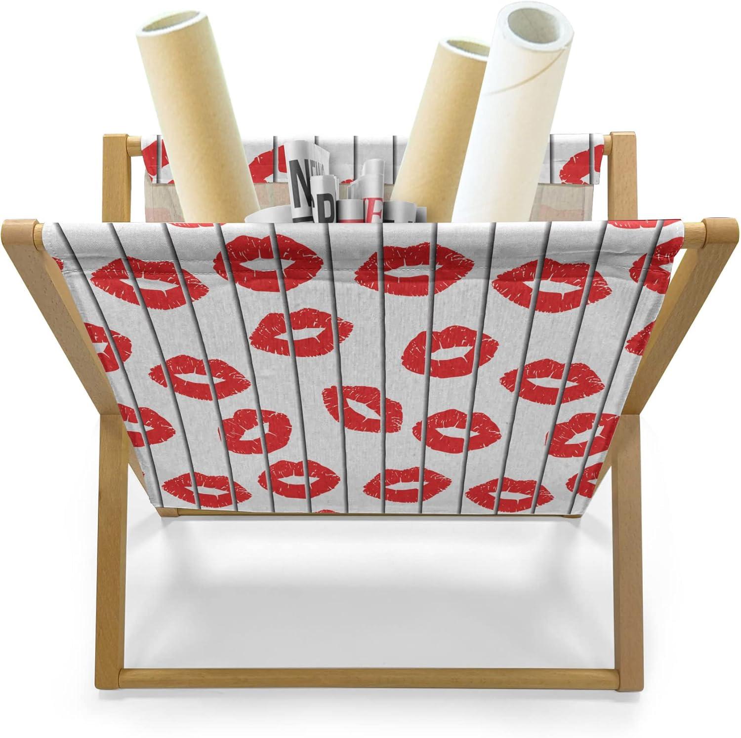 imageAmbesonne Glamour Magazine and Book Holder Woman Lips Behind The Bars Female Love Romance Valentines Day Print Floor Rack Decor for Interior of Home amp Office 22 x 19 Scarlet White and GreyScarlet White and Grey