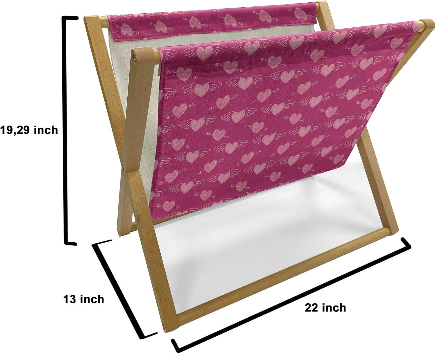imageAmbesonne Hearts Magazine and Book Holder Doodle Style Pink Love Valentines Day Themed Arrows and Wings Floor Rack Decor for Interior of Home amp Office 22 x 19 Magenta and Pale PinkMagenta and Pale Pink