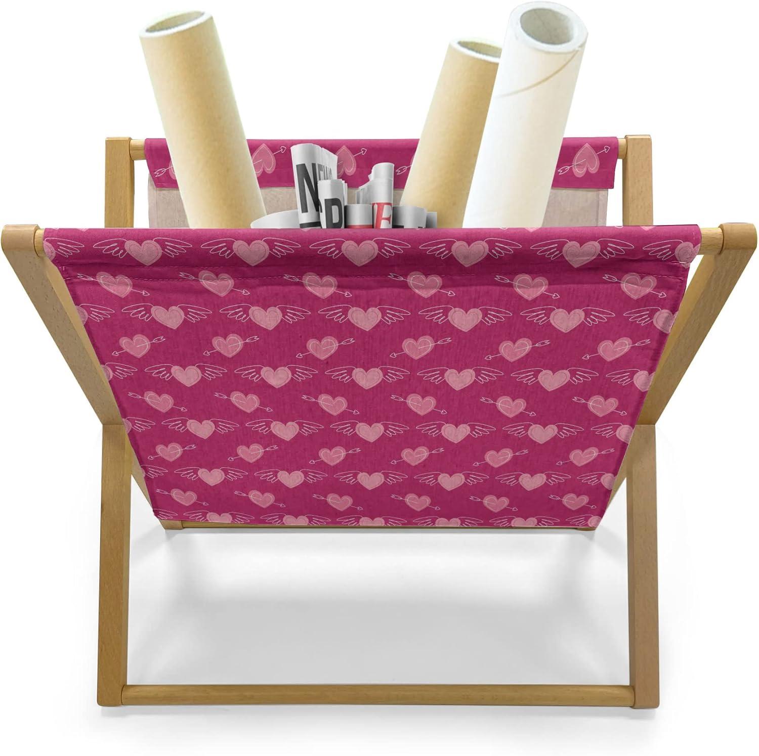 imageAmbesonne Hearts Magazine and Book Holder Doodle Style Pink Love Valentines Day Themed Arrows and Wings Floor Rack Decor for Interior of Home amp Office 22 x 19 Magenta and Pale PinkMagenta and Pale Pink