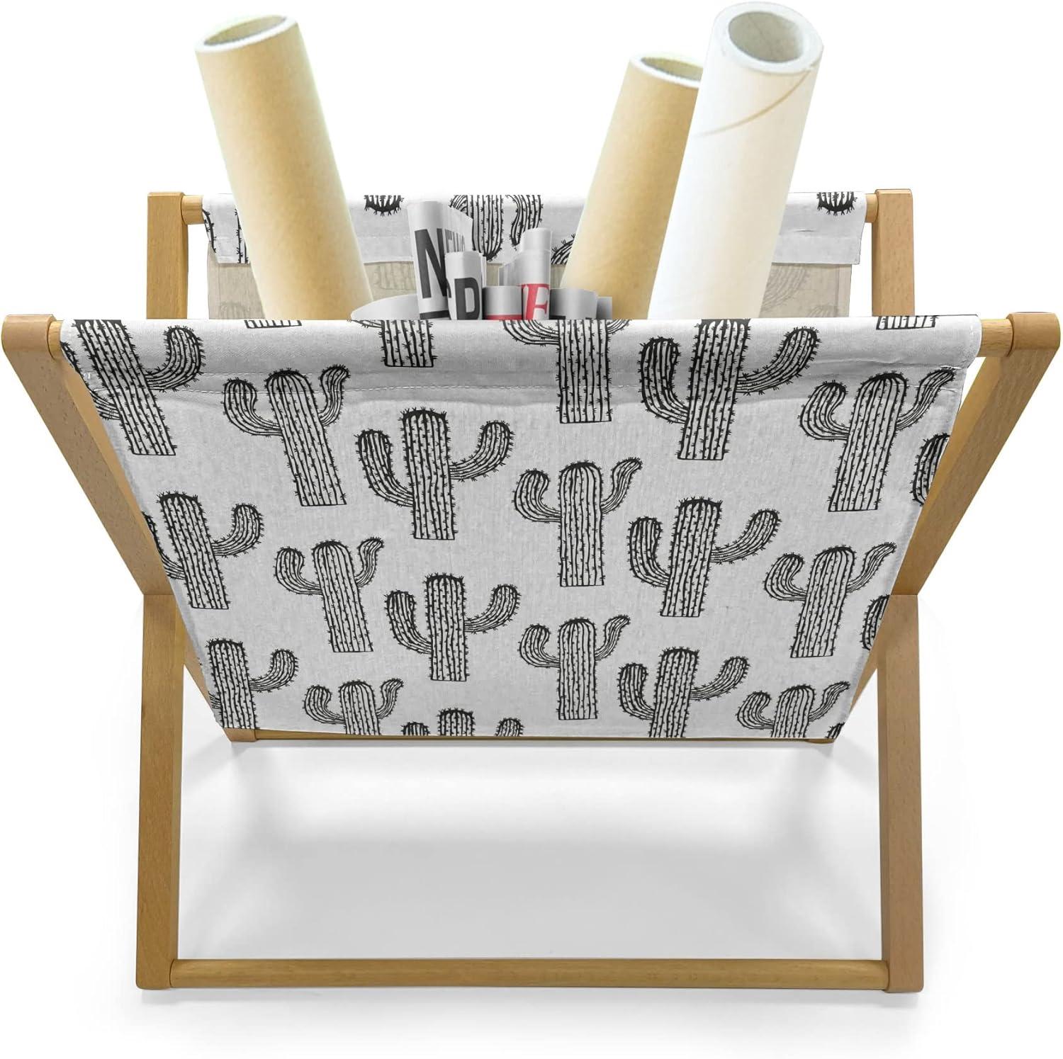 imageAmbesonne Love Magazine and Book Holder Valentines Day Themed Pattern with Hearts on Curvilinear Stripes Floor Rack Decor for Interior of Home amp Office 22 x 19 Grey Pale Fuchsia WhiteBlack and White