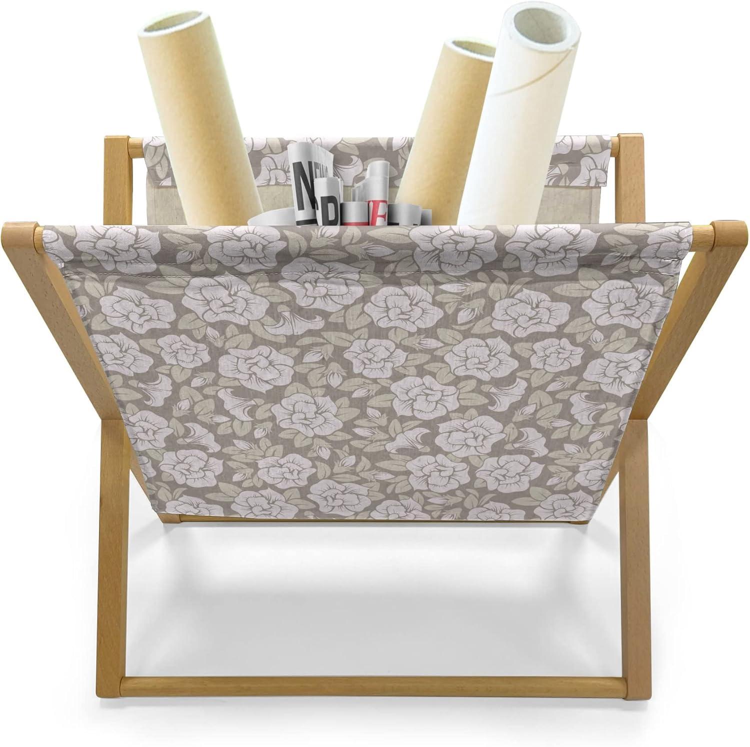 imageAmbesonne Love Magazine and Book Holder Valentines Day Themed Pattern with Hearts on Curvilinear Stripes Floor Rack Decor for Interior of Home amp Office 22 x 19 Grey Pale Fuchsia WhiteGrey Yellow Pale Pink