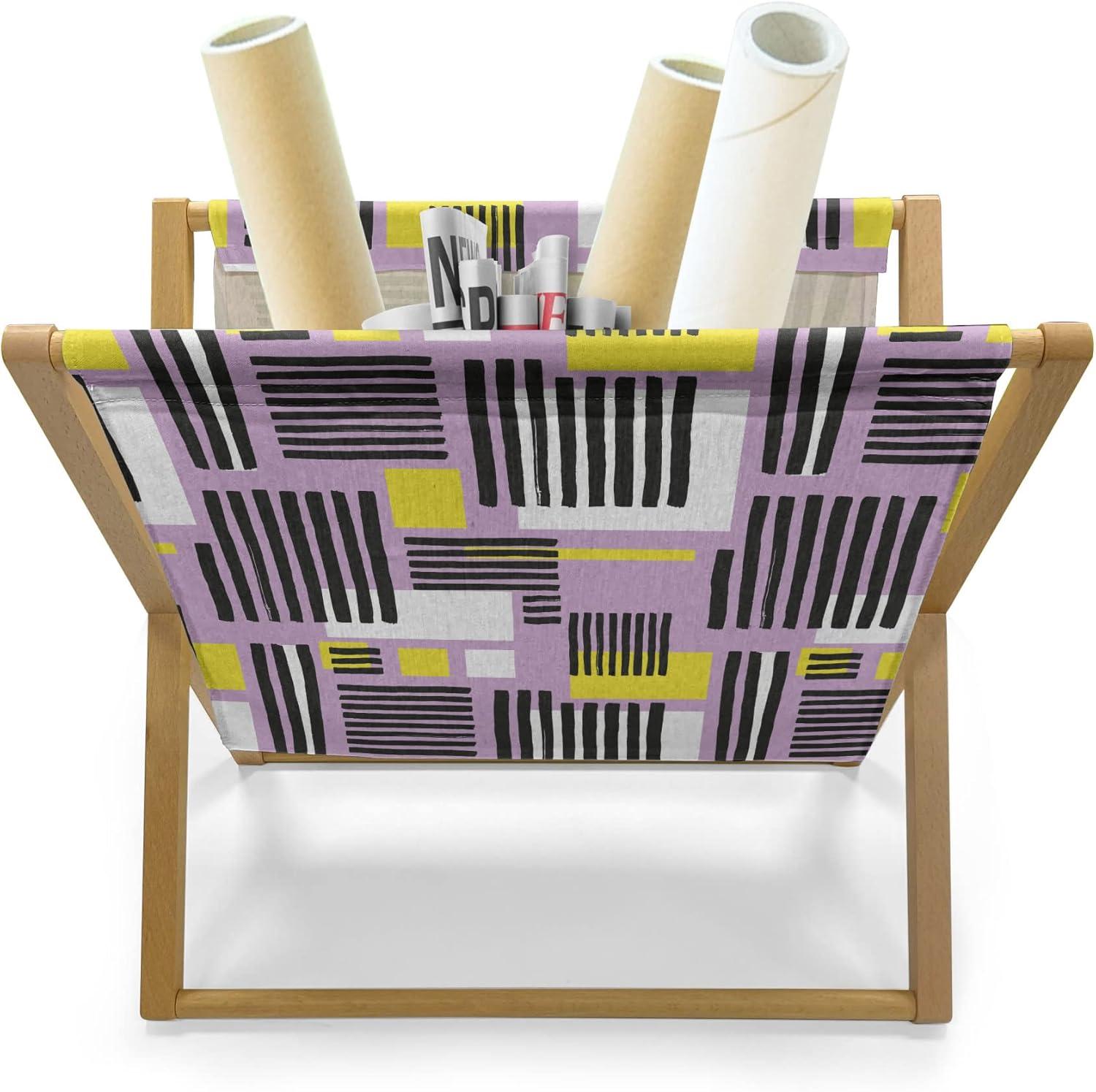 imageAmbesonne Love Magazine and Book Holder Valentines Day Themed Pattern with Hearts on Curvilinear Stripes Floor Rack Decor for Interior of Home amp Office 22 x 19 Grey Pale Fuchsia WhiteLilac Charcoal Grey