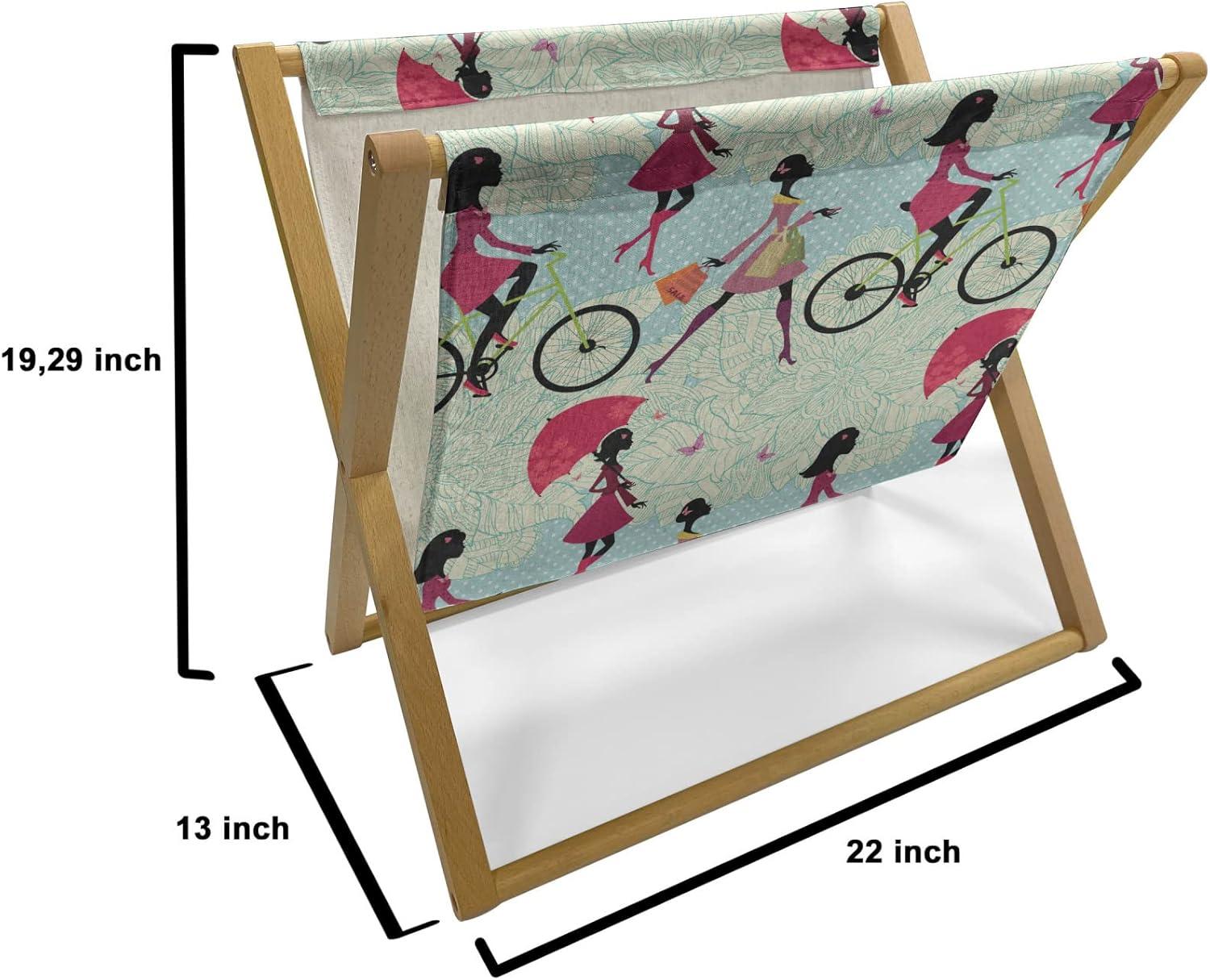 imageAmbesonne Love Magazine and Book Holder Valentines Day Themed Pattern with Hearts on Curvilinear Stripes Floor Rack Decor for Interior of Home amp Office 22 x 19 Grey Pale Fuchsia WhitePale Maroon Cream