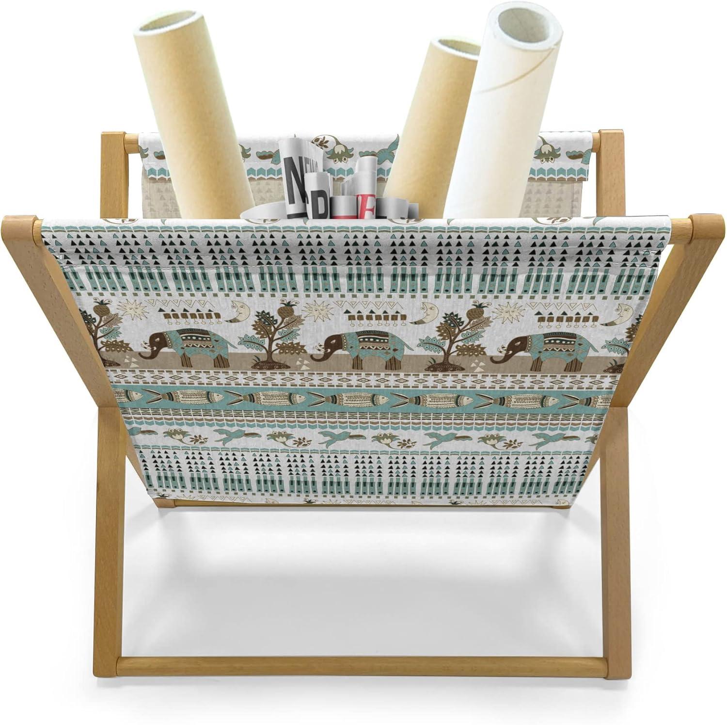 imageAmbesonne Love Magazine and Book Holder Valentines Day Themed Pattern with Hearts on Curvilinear Stripes Floor Rack Decor for Interior of Home amp Office 22 x 19 Grey Pale Fuchsia WhitePale Teal and Multicolor