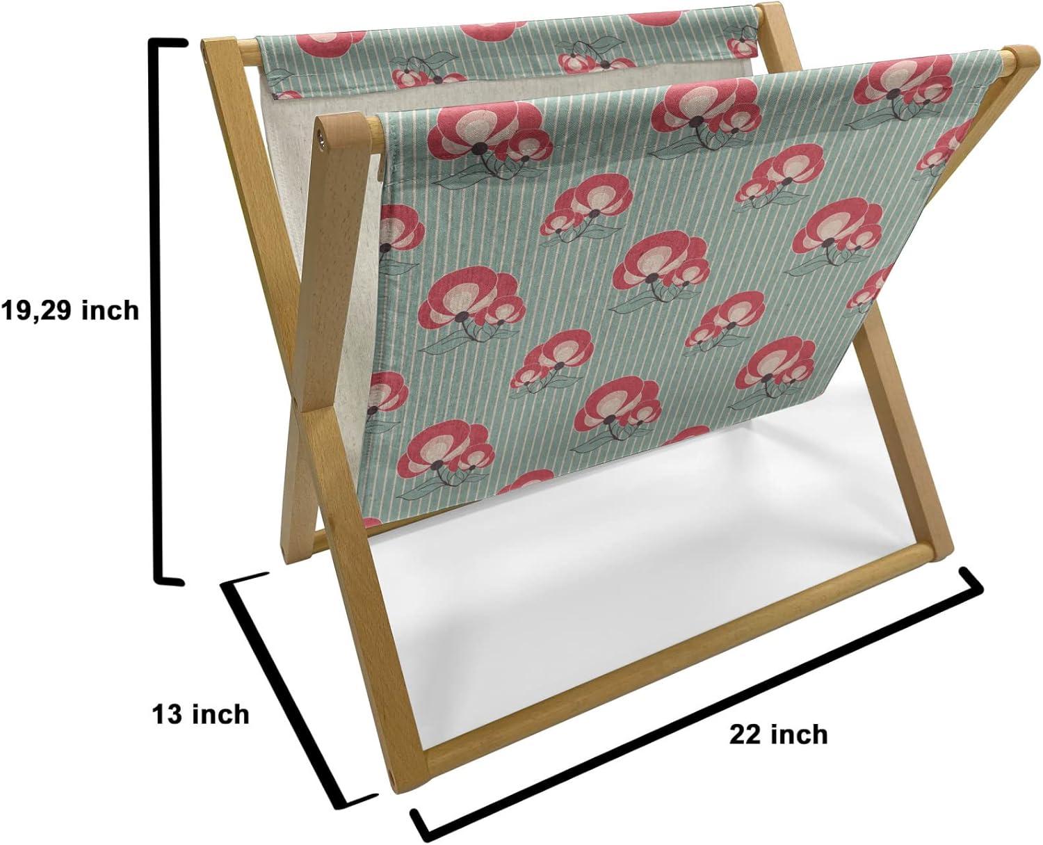 imageAmbesonne Love Magazine and Book Holder Valentines Day Themed Pattern with Hearts on Curvilinear Stripes Floor Rack Decor for Interior of Home amp Office 22 x 19 Grey Pale Fuchsia WhiteDark Coral Pale Teal