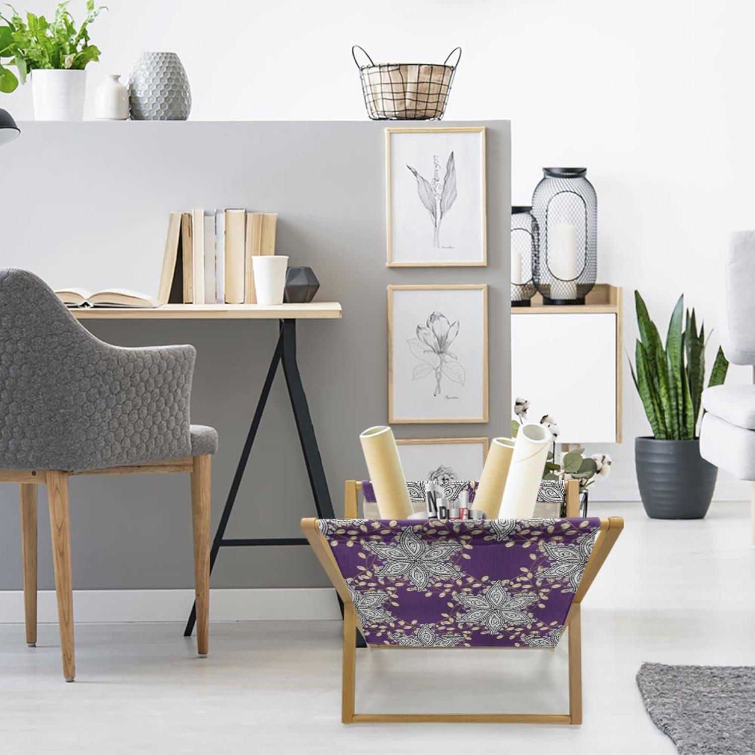 imageAmbesonne Mauve Magazine and Book Holder Big Fresh Flower Floret Buds Bouquet Motif Valentine Romance Blossoms Design Print Floor Rack Decor for Interior of Home amp Office 22 x 19 Yellow VioletEarth Yellow Purple