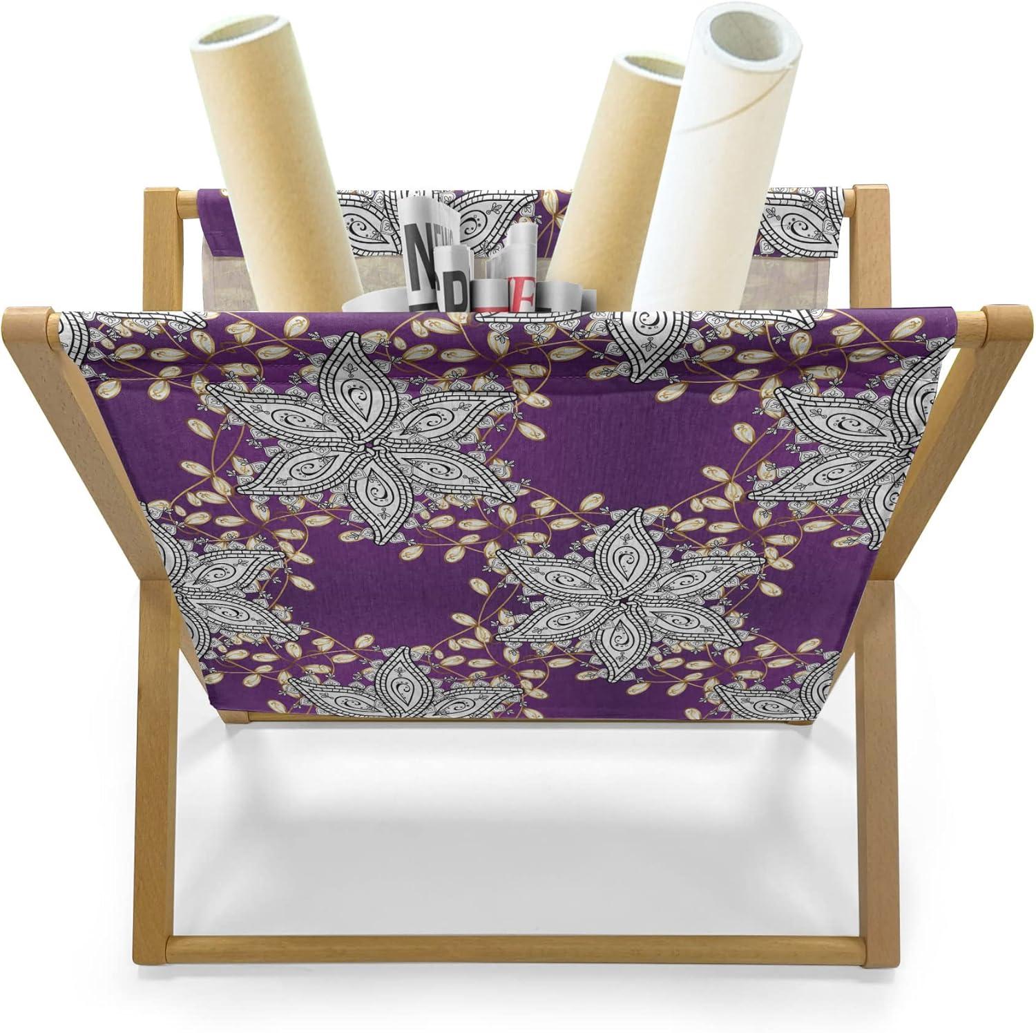 imageAmbesonne Mauve Magazine and Book Holder Big Fresh Flower Floret Buds Bouquet Motif Valentine Romance Blossoms Design Print Floor Rack Decor for Interior of Home amp Office 22 x 19 Yellow VioletEarth Yellow Purple