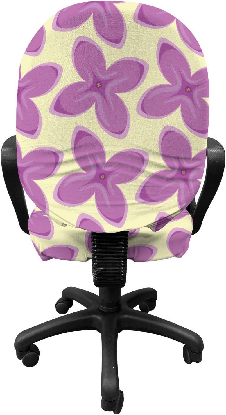 imageAmbesonne Mauve Office Chair Cover Big Fresh Flower Floret Buds Bouquet Motif Valentine Romance Blossoms Design Print Stretchable Decorative Universal Size High Back Printed Slipcover Yellow VioletYellow Violet