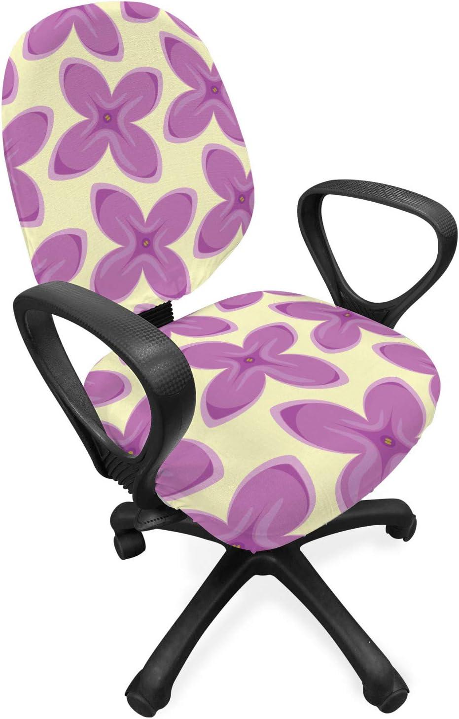 imageAmbesonne Mauve Office Chair Cover Big Fresh Flower Floret Buds Bouquet Motif Valentine Romance Blossoms Design Print Stretchable Decorative Universal Size High Back Printed Slipcover Yellow VioletYellow Violet