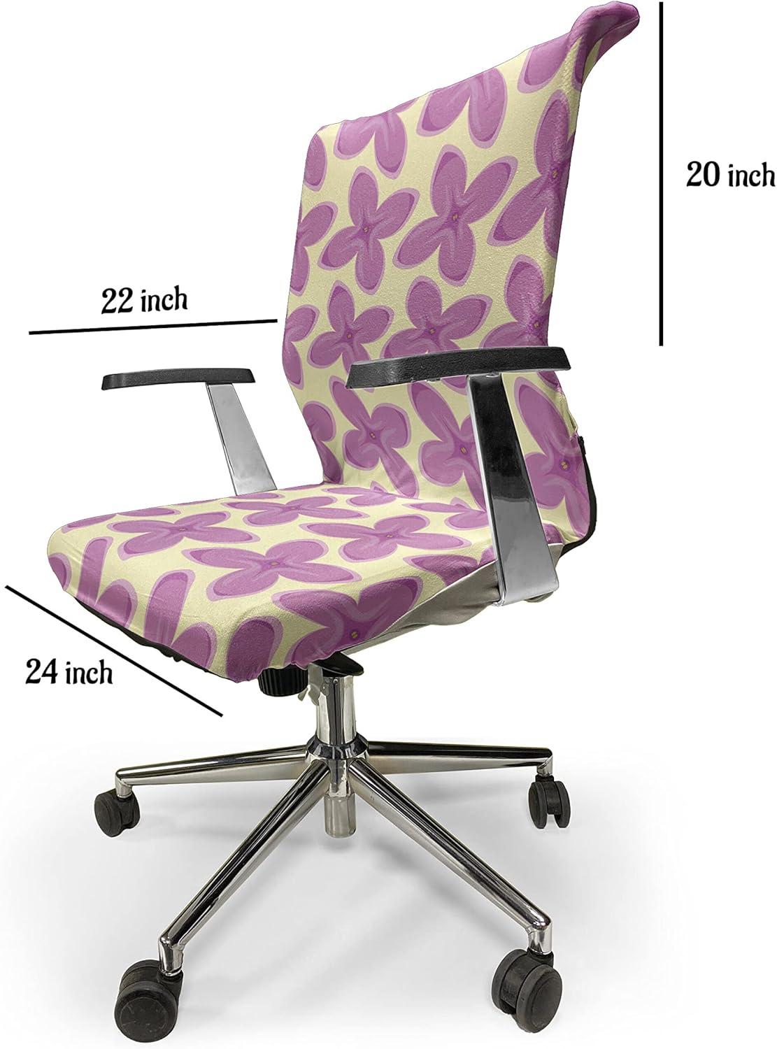 imageAmbesonne Mauve Office Chair Cover Big Fresh Flower Floret Buds Bouquet Motif Valentine Romance Blossoms Design Print Stretchable Decorative Universal Size High Back Printed Slipcover Yellow VioletYellow Violet