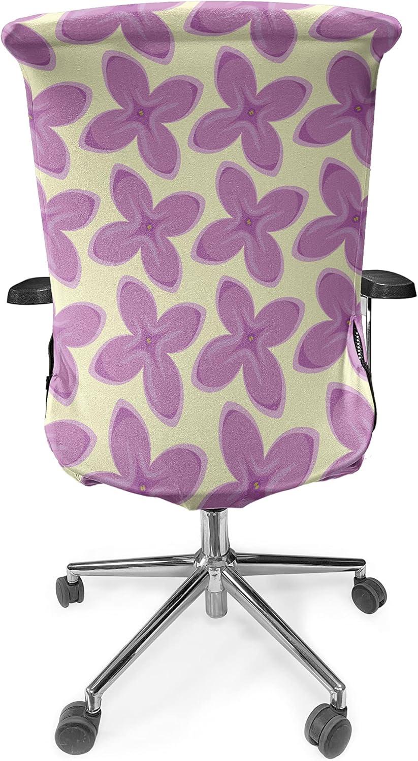 imageAmbesonne Mauve Office Chair Cover Big Fresh Flower Floret Buds Bouquet Motif Valentine Romance Blossoms Design Print Stretchable Decorative Universal Size High Back Printed Slipcover Yellow VioletYellow Violet