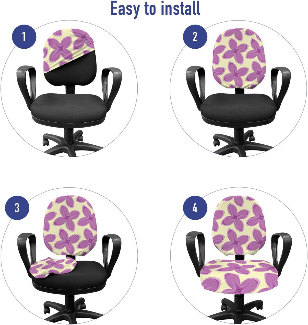 imageAmbesonne Mauve Office Chair Cover Big Fresh Flower Floret Buds Bouquet Motif Valentine Romance Blossoms Design Print Stretchable Decorative Universal Size High Back Printed Slipcover Yellow VioletYellow Violet