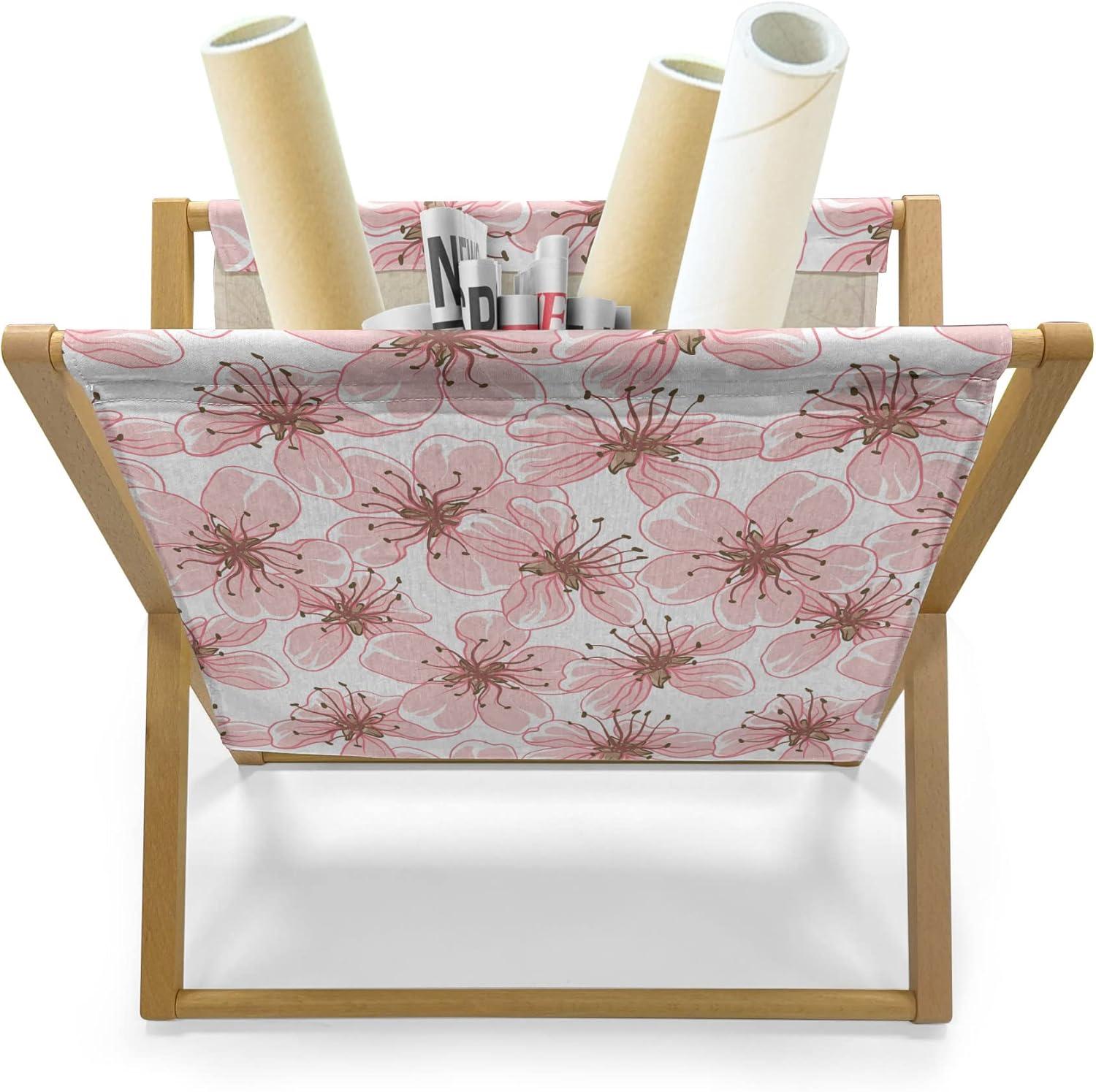imageAmbesonne Mint Magazine and Book Holder Ornamental Floral Drawing with Hearts Leaves Romantic Valentines Anniversary Floor Rack Decor for Interior of Home amp Office 22 x 19 Blush Sky Blue WhiteBlush White and Dried Rose