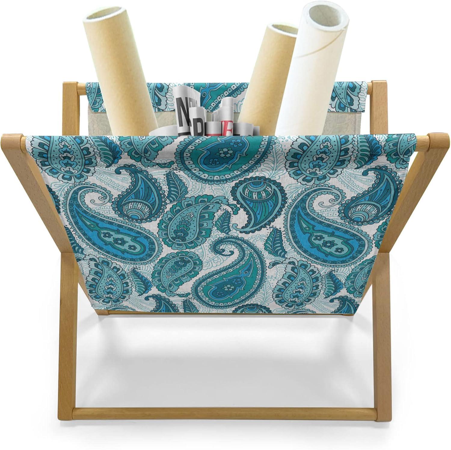 imageAmbesonne Mint Magazine and Book Holder Ornamental Floral Drawing with Hearts Leaves Romantic Valentines Anniversary Floor Rack Decor for Interior of Home amp Office 22 x 19 Blush Sky Blue WhitePale Blue Teal and Aqua