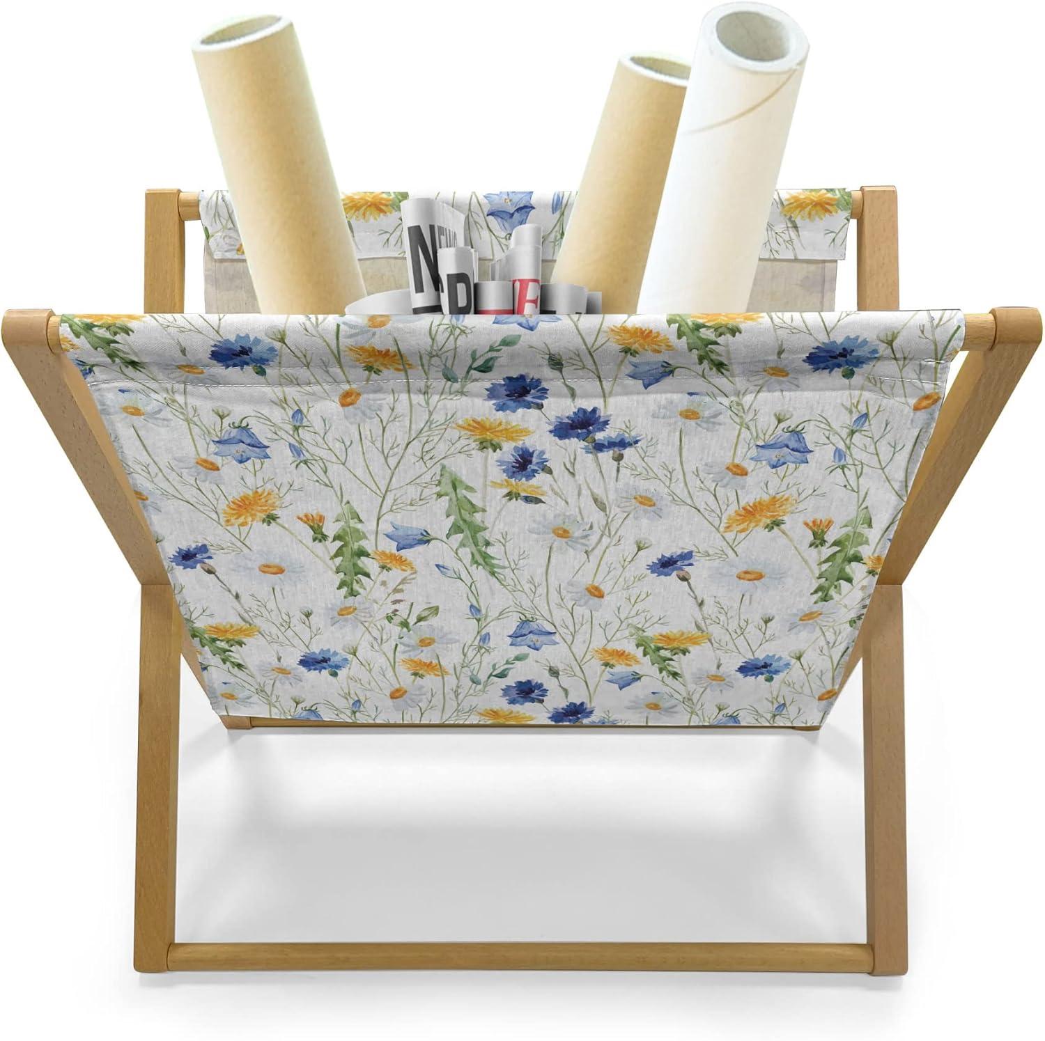 imageAmbesonne Mint Magazine and Book Holder Ornamental Floral Drawing with Hearts Leaves Romantic Valentines Anniversary Floor Rack Decor for Interior of Home amp Office 22 x 19 Blush Sky Blue WhitePale Green Yellow Blue