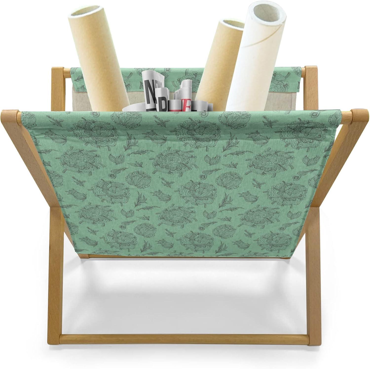 imageAmbesonne Mint Magazine and Book Holder Ornamental Floral Drawing with Hearts Leaves Romantic Valentines Anniversary Floor Rack Decor for Interior of Home amp Office 22 x 19 Blush Sky Blue WhiteGrey Sea Green