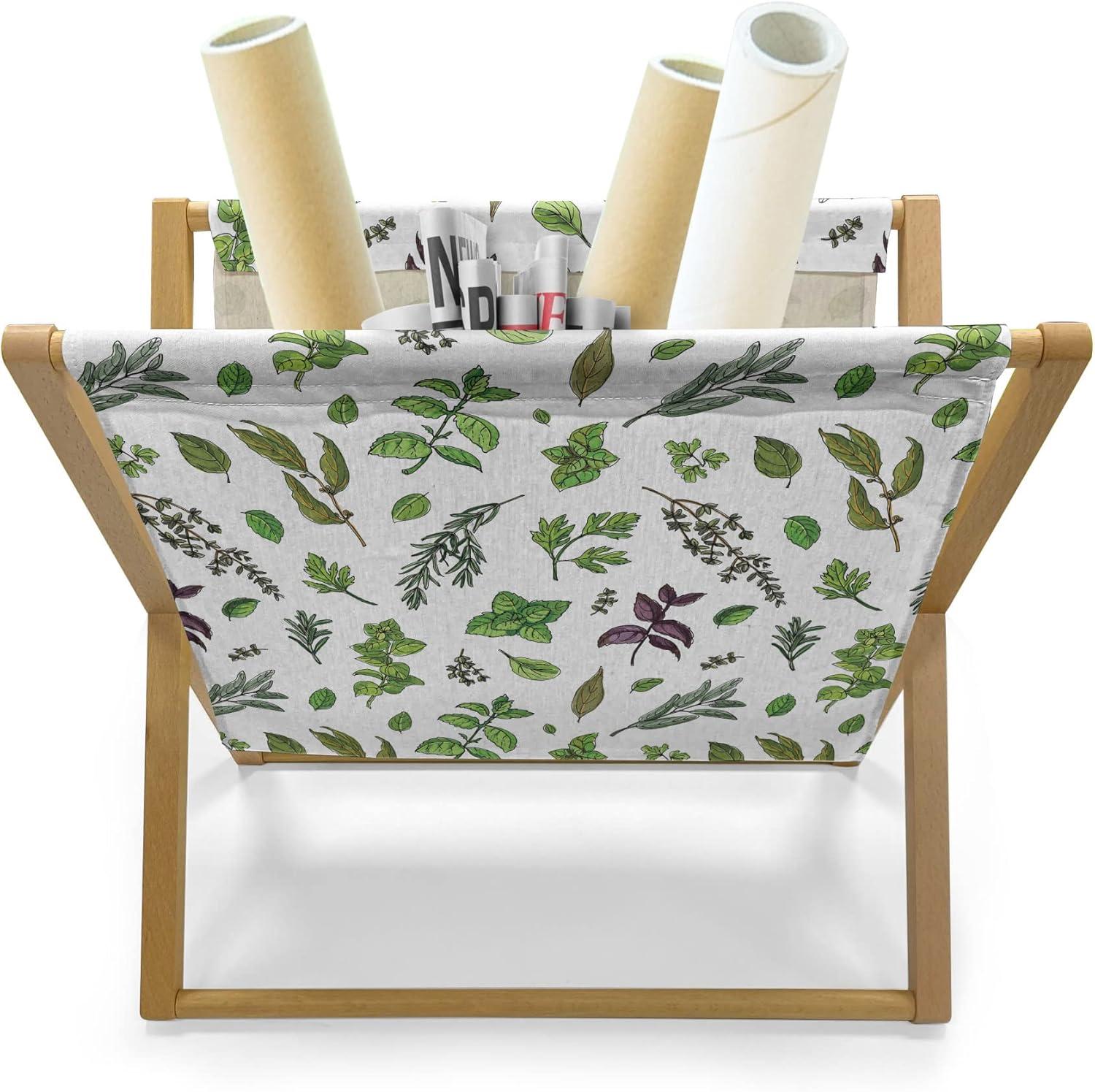 imageAmbesonne Mint Magazine and Book Holder Ornamental Floral Drawing with Hearts Leaves Romantic Valentines Anniversary Floor Rack Decor for Interior of Home amp Office 22 x 19 Blush Sky Blue WhiteOlive Green Plum White