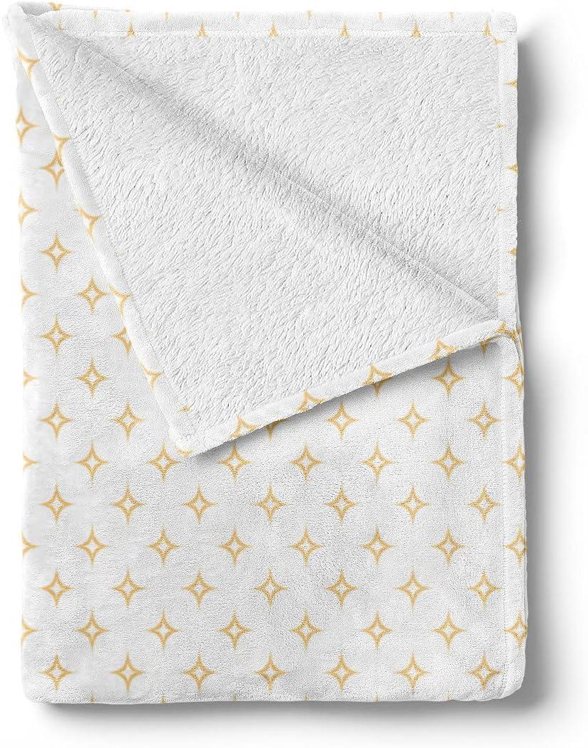imageAmbesonne Modern Throw Blanket Diamond Like Small Stars Pattern for Home Office Contemporary Artprint Flannel Fleece Accent Piece Soft Couch Cover for Adults 60 x 80 Apricot Yellow and WhiteApricot Yellow and White