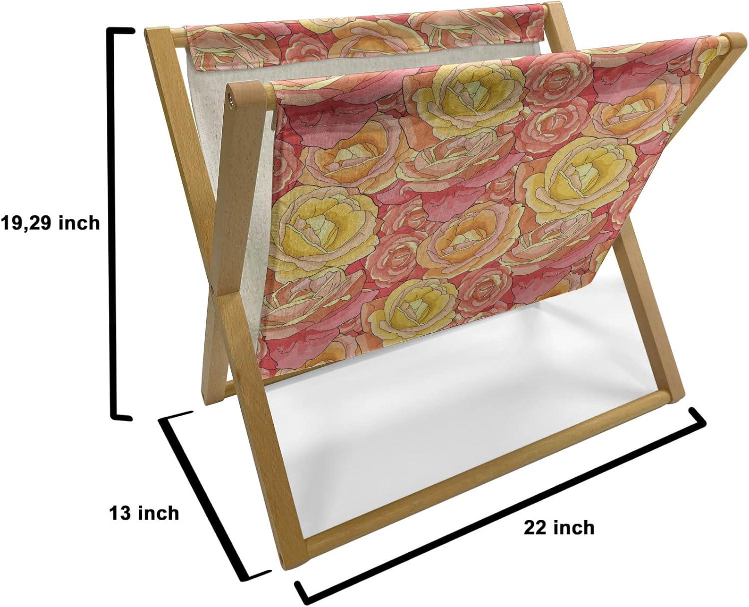 imageAmbesonne Pale Pink Magazine and Book Holder Romantic Roses Garden Illustration Nature Inspired Valentines Day Themed Floor Rack Decor for Interior of Home amp Office 22 x 19 Yellow Coral PinkYellow Coral Pink