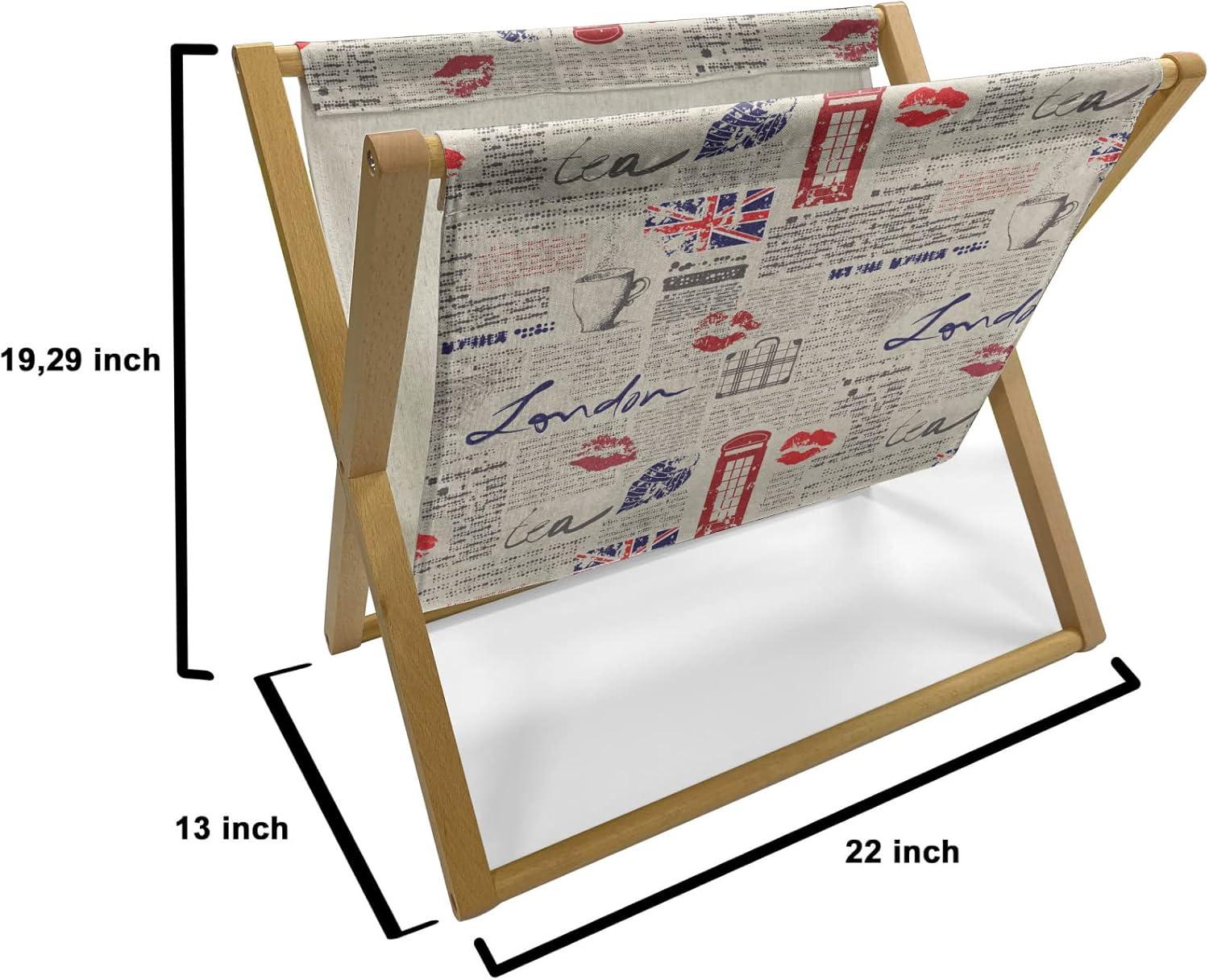 imageAmbesonne Paris Magazine and Book Holder Valentines Day Theme with Eiffel Kissing Couple Hot Air Balloon Wedding Concept Floor Rack Decor for Interior of Home amp Office 22 x 19 Pale Pink RoseBeige Navy Blue Red