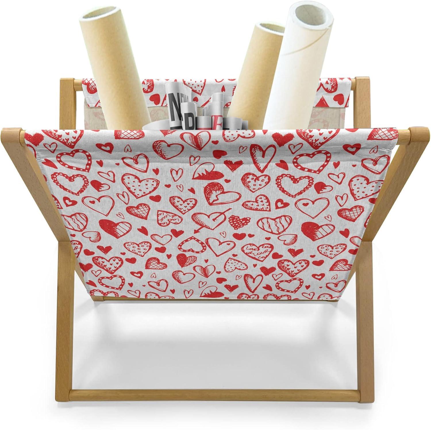 imageAmbesonne Romantic Magazine and Book Holder Lilly Bouquet Valentines Day Themed Arrangement on Polka Dots Backdrop Floor Rack Decor for Interior of Home amp Office 22 x 19 Pistachio Green WhiteScarlet White