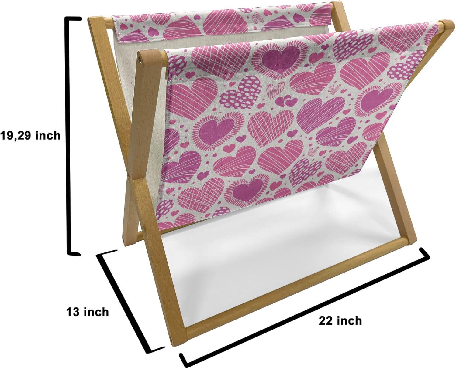 imageAmbesonne Romantic Magazine and Book Holder Lilly Bouquet Valentines Day Themed Arrangement on Polka Dots Backdrop Floor Rack Decor for Interior of Home amp Office 22 x 19 Pistachio Green WhiteHot Pink White