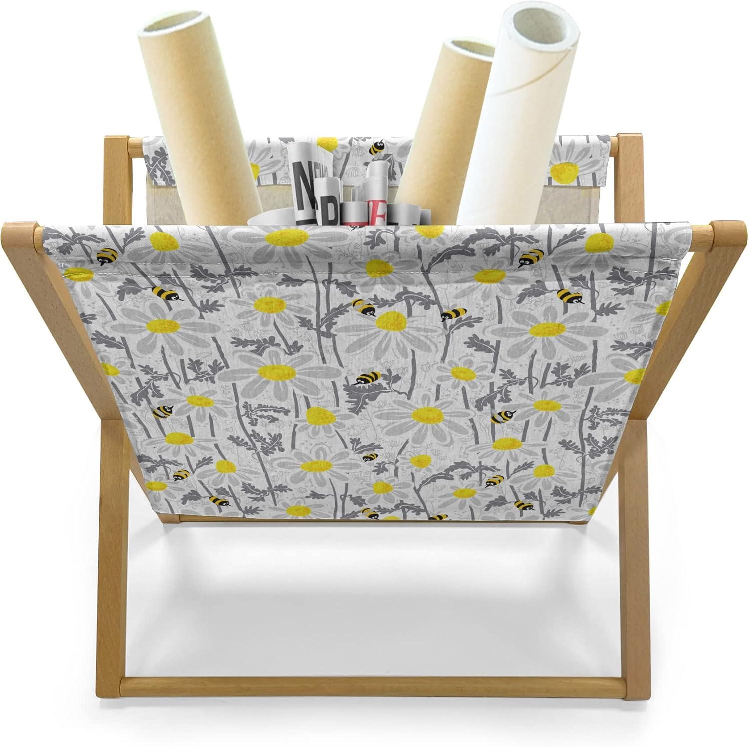 imageAmbesonne Romantic Magazine and Book Holder Lilly Bouquet Valentines Day Themed Arrangement on Polka Dots Backdrop Floor Rack Decor for Interior of Home amp Office 22 x 19 Pistachio Green WhiteGrey Yellow White