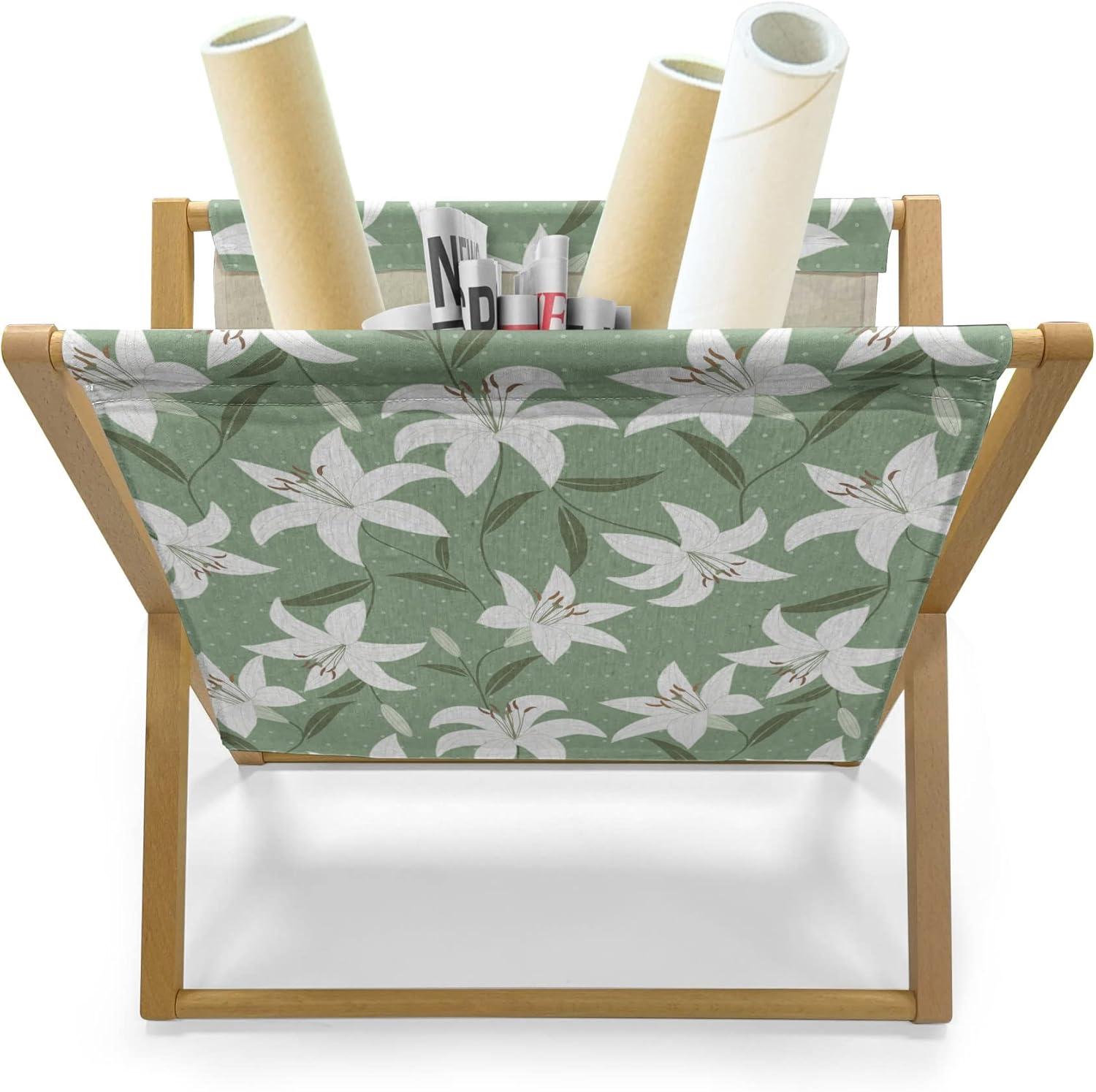 imageAmbesonne Romantic Magazine and Book Holder Lilly Bouquet Valentines Day Themed Arrangement on Polka Dots Backdrop Floor Rack Decor for Interior of Home amp Office 22 x 19 Pistachio Green WhitePistachio Green White