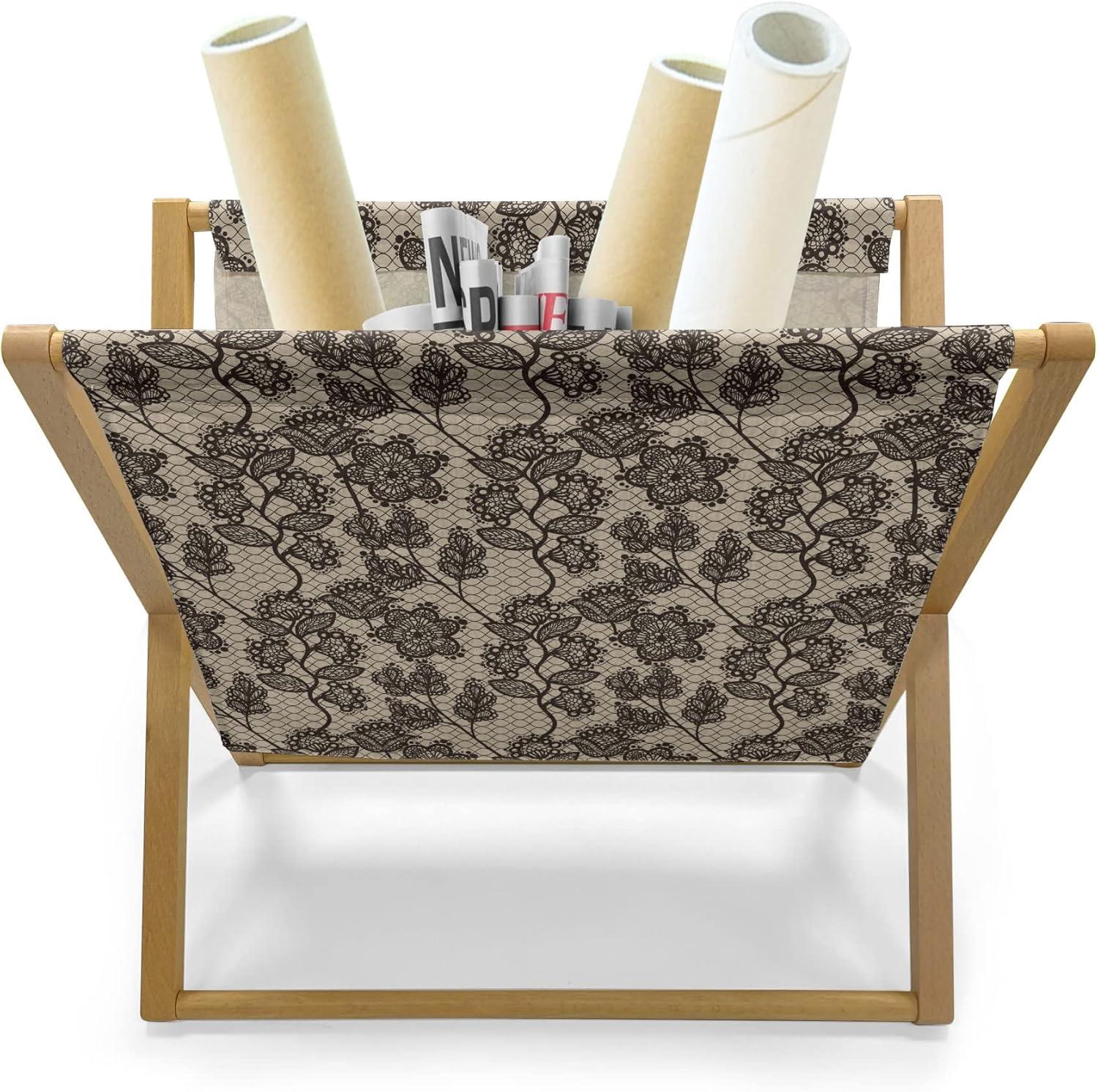 imageAmbesonne Romantic Magazine and Book Holder Lilly Bouquet Valentines Day Themed Arrangement on Polka Dots Backdrop Floor Rack Decor for Interior of Home amp Office 22 x 19 Pistachio Green WhiteBeige Brown