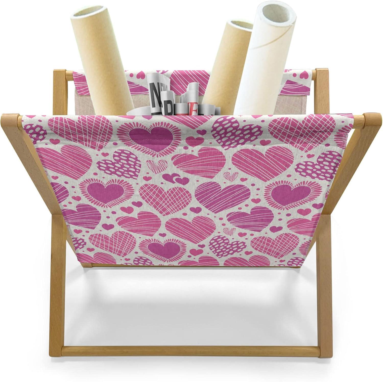 imageAmbesonne Romantic Magazine and Book Holder Lilly Bouquet Valentines Day Themed Arrangement on Polka Dots Backdrop Floor Rack Decor for Interior of Home amp Office 22 x 19 Pistachio Green WhiteHot Pink White