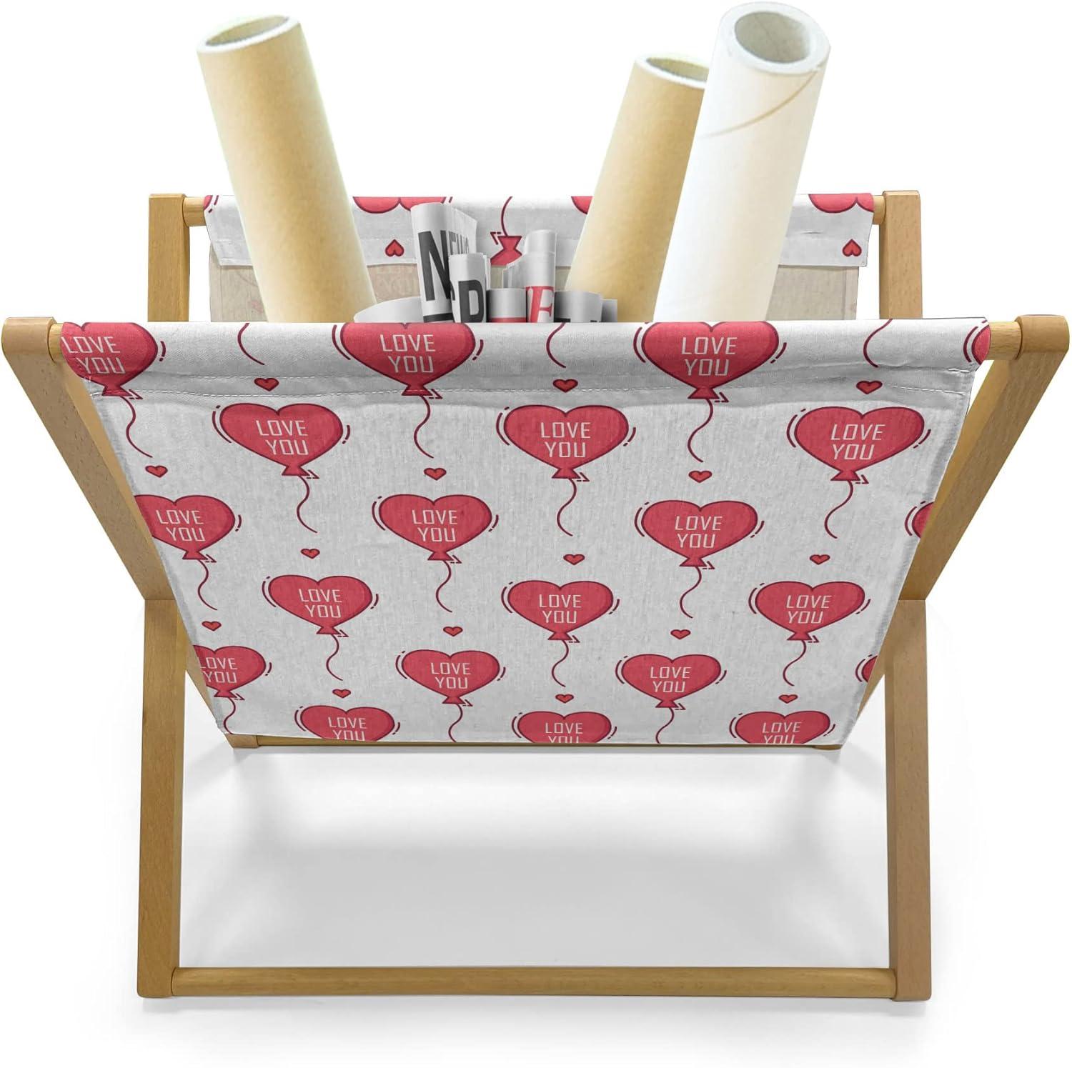 imageAmbesonne Romantic Magazine and Book Holder Valentines Day Theme Heart Shaped Love You Balloons Happiness Birthday Floor Rack Decor for Interior of Home amp Office 22 x 19 Dark Coral and WhiteDark Coral and White