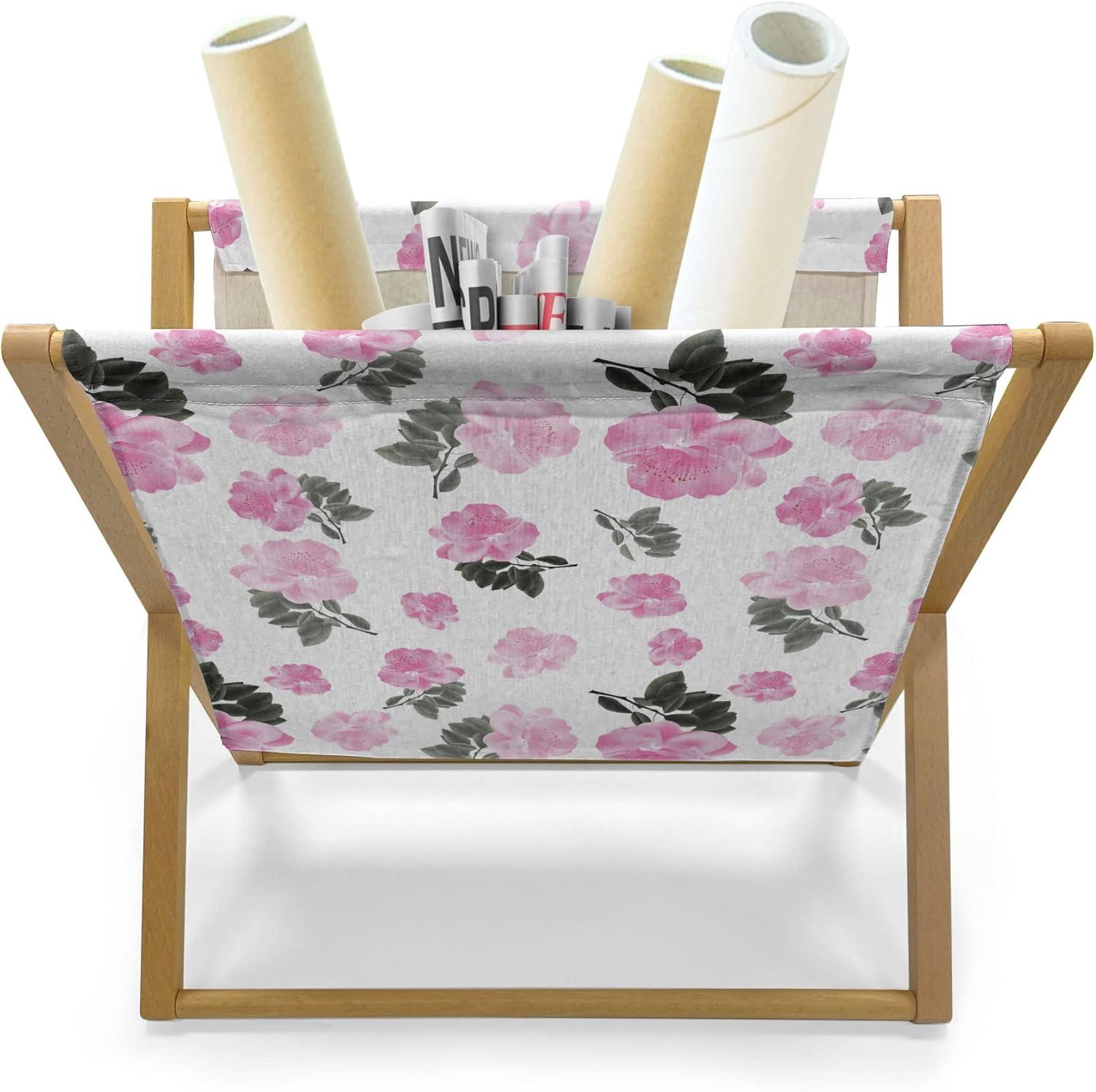 imageAmbesonne Romantic Magazine and Book Holder Valentines Day Themed Layout Petite Girly Heart Mothers Day Love Inspired Floor Rack Decor for Interior of Home amp Office 22 x 19 Pink and WhitePale Pink Charcoal Grey