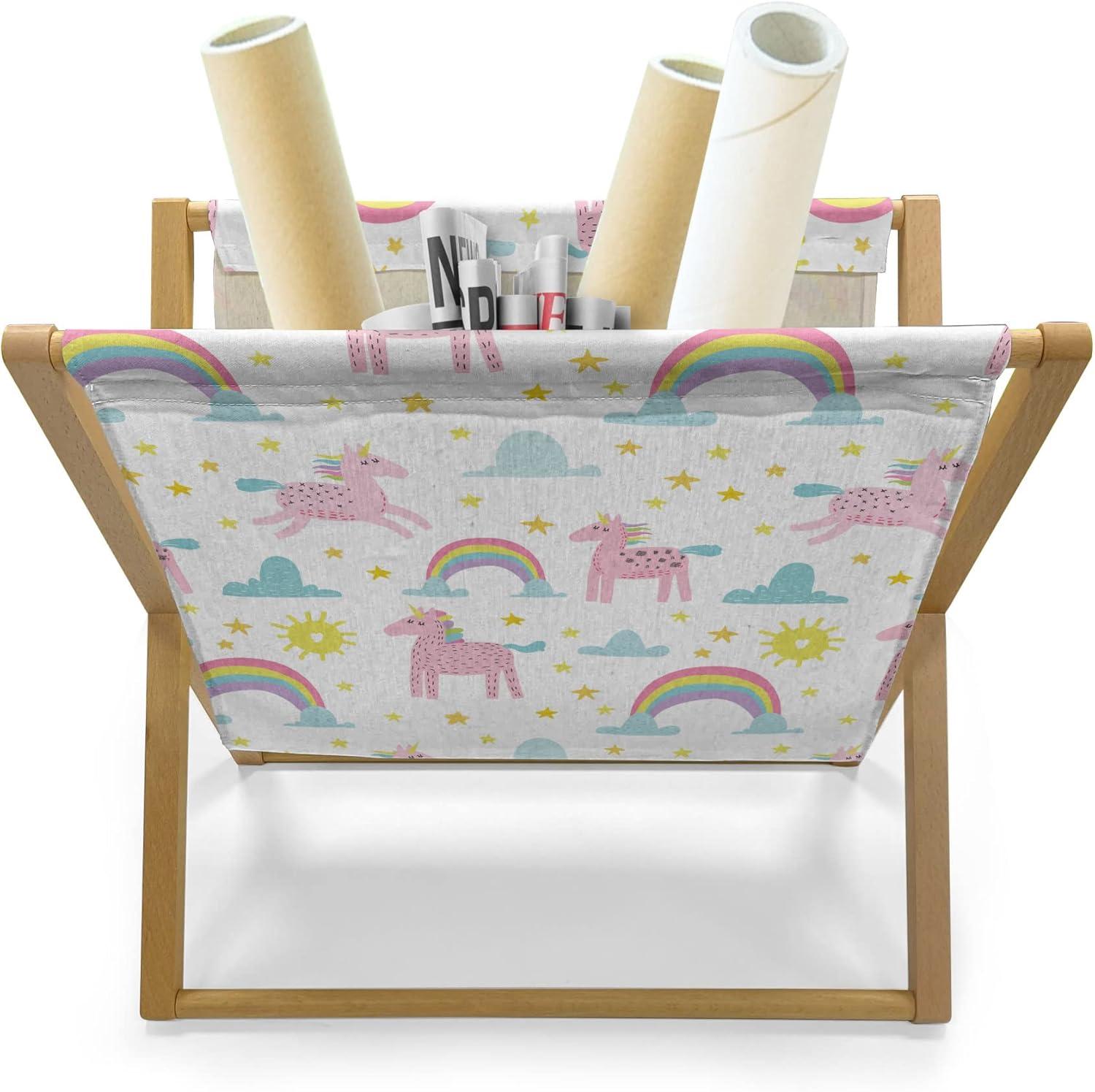 imageAmbesonne Romantic Magazine and Book Holder Valentines Day Themed Layout Petite Girly Heart Mothers Day Love Inspired Floor Rack Decor for Interior of Home amp Office 22 x 19 Pink and WhitePale Pink Pale Blue
