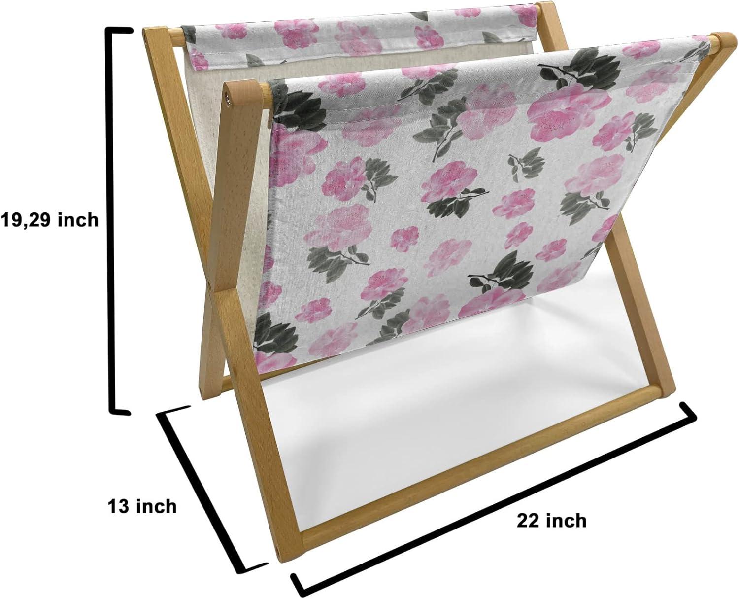 imageAmbesonne Romantic Magazine and Book Holder Valentines Day Themed Layout Petite Girly Heart Mothers Day Love Inspired Floor Rack Decor for Interior of Home amp Office 22 x 19 Pink and WhitePale Pink Charcoal Grey