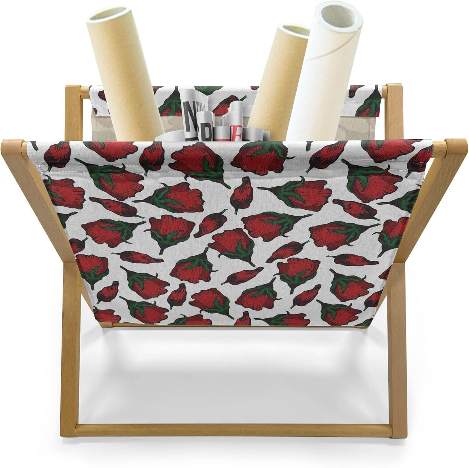 imageAmbesonne Roses Magazine and Book Holder Flowers Petals and Buds on Plain Backdrop Valentines Day Themed Print Floor Rack Decor for Interior of Home amp Office 22 x 19 Vermilion Emerald WhiteVermilion Emerald White
