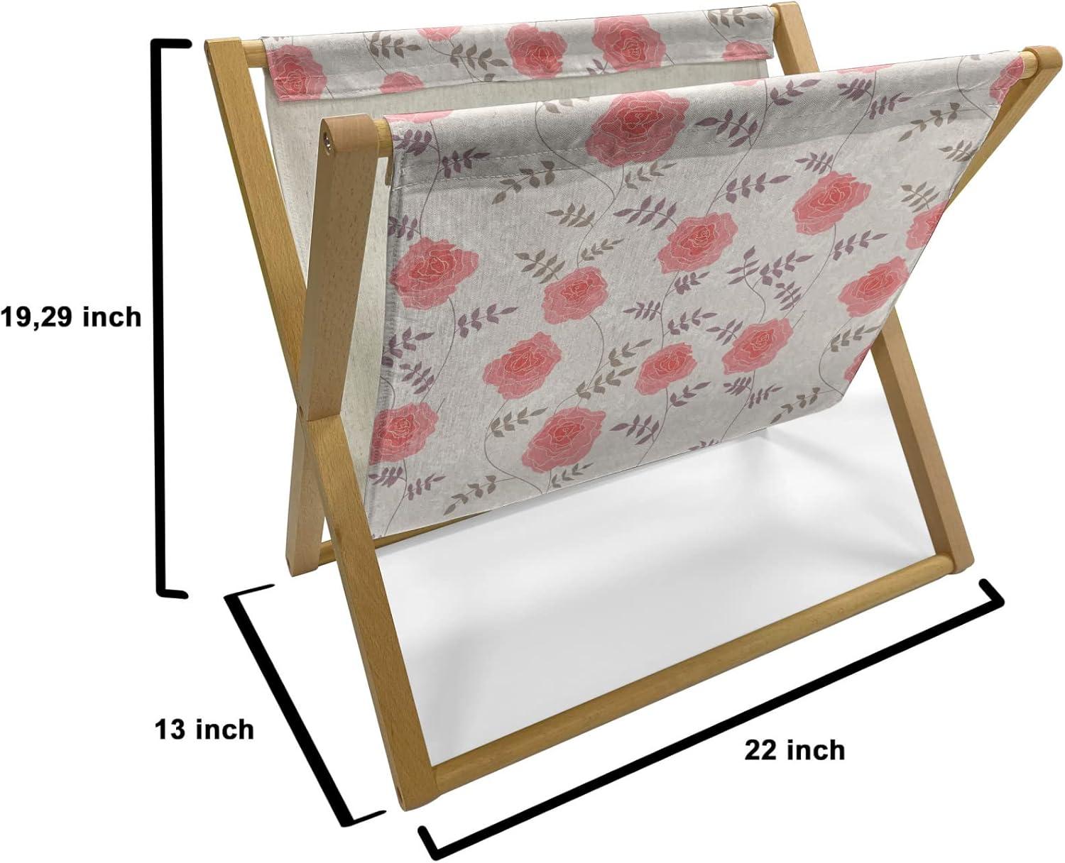 imageAmbesonne Roses Magazine and Book Holder Flowers Petals and Buds on Plain Backdrop Valentines Day Themed Print Floor Rack Decor for Interior of Home amp Office 22 x 19 Vermilion Emerald WhiteEggshell Coral
