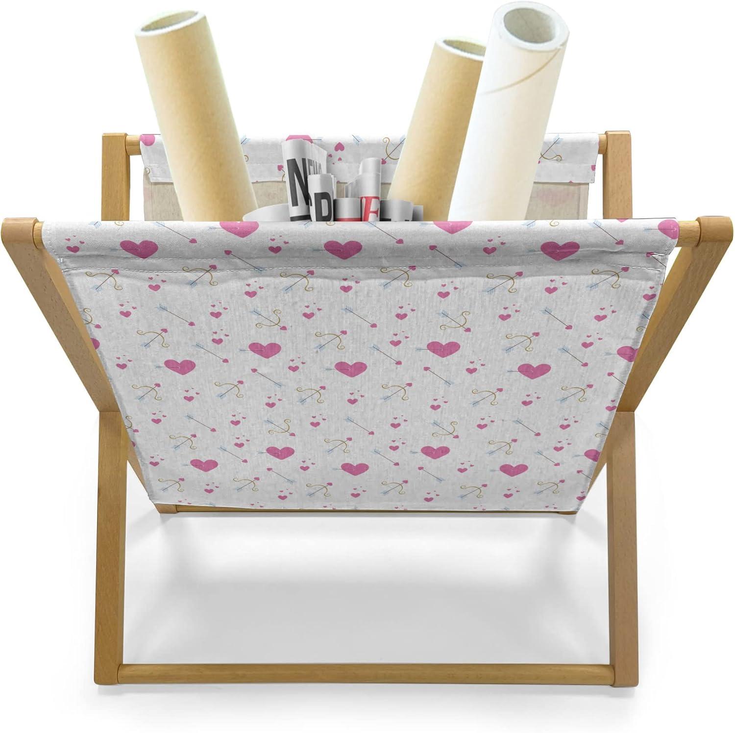 imageAmbesonne Valentines Day Magazine and Book Holder Cupid Angel with Wings Flying Around Hearts Floor Rack Decor for Interior of Home amp Office 22 x 19 Charcoal Grey VermilionPink Sand Brown