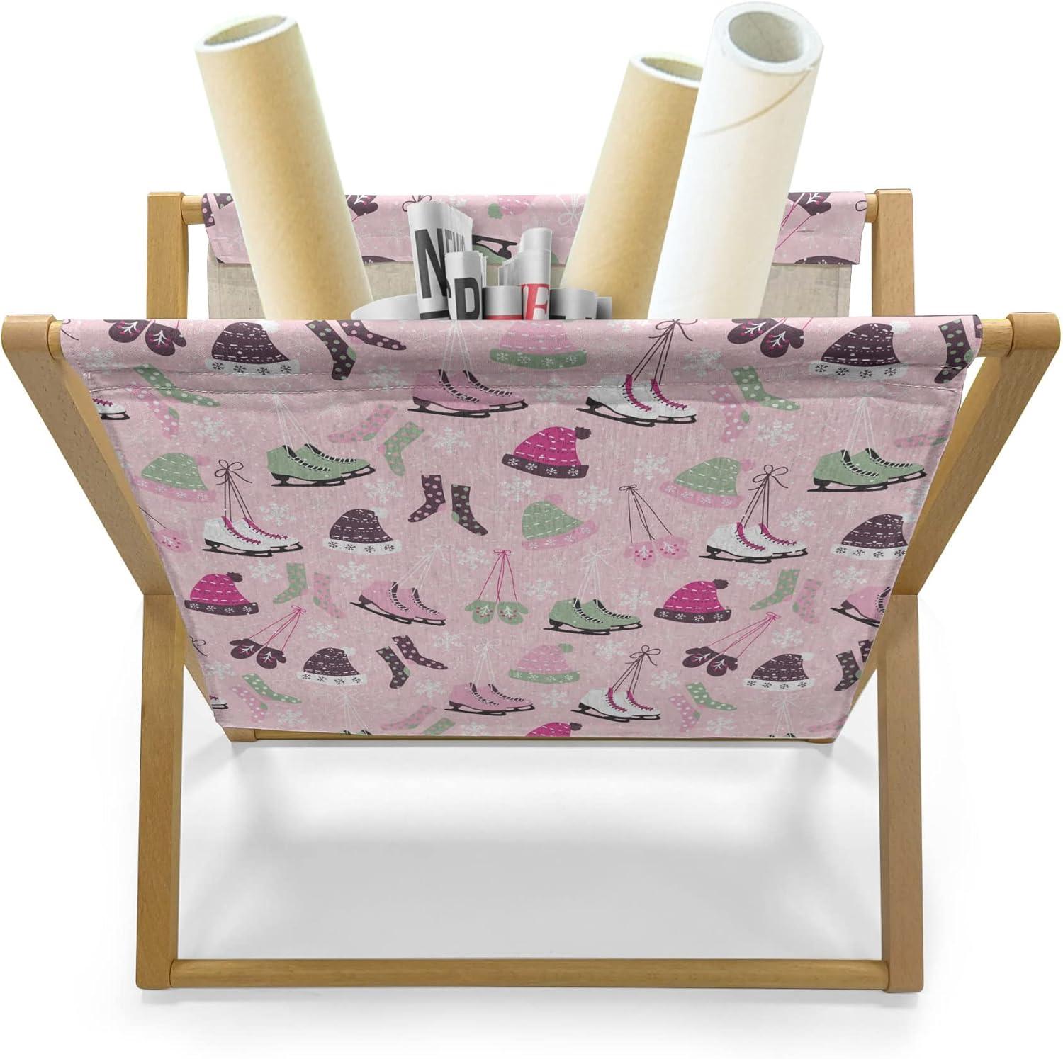 imageAmbesonne Valentines Day Magazine and Book Holder Love Themed Simple Pattern with Hearts Floor Rack Decor for Interior of Home amp Office 22 x 19 Pink FuchsiaPale Reseda Green Rose
