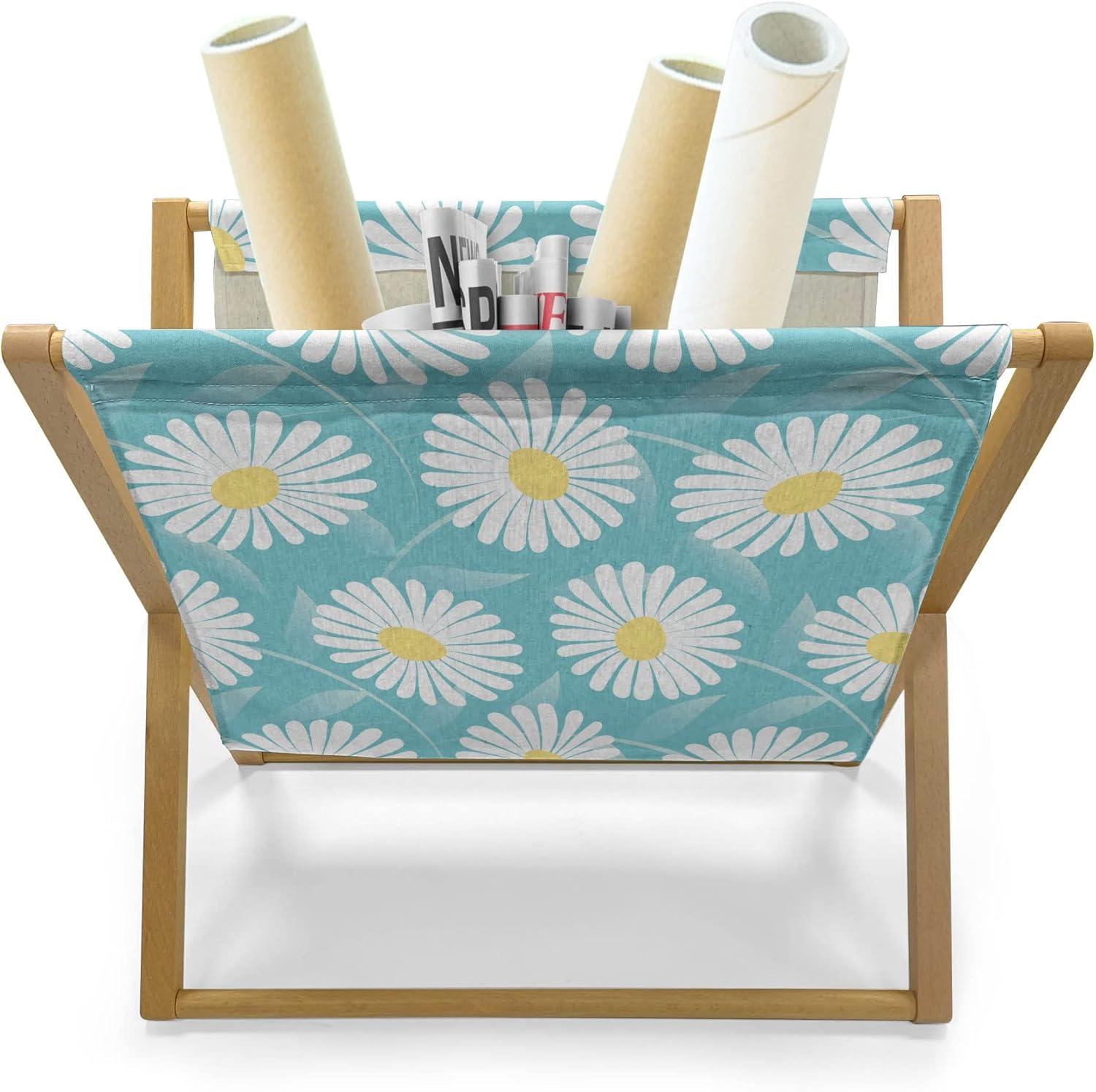 imageAmbesonne Valentines Day Magazine and Book Holder Love Themed Simple Pattern with Hearts Floor Rack Decor for Interior of Home amp Office 22 x 19 Pink FuchsiaPale Blue and Mustard