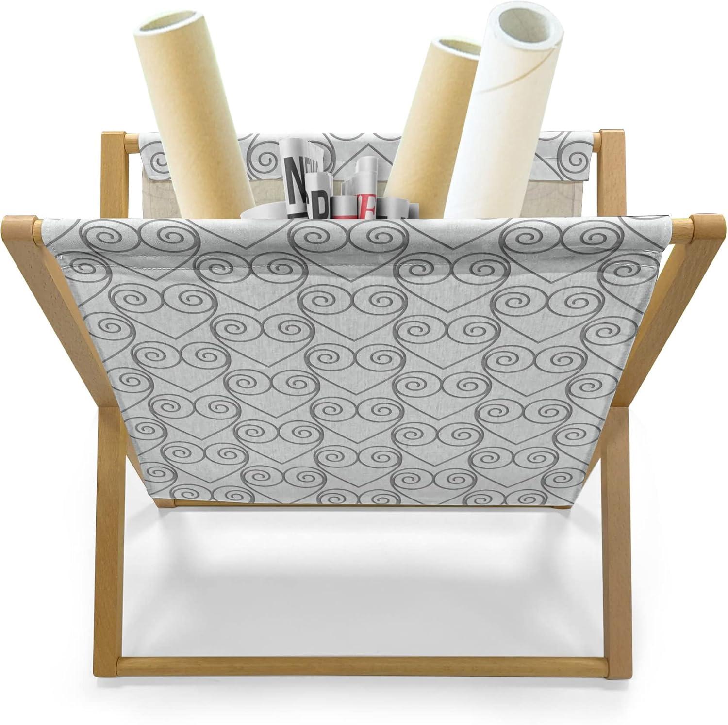 imageAmbesonne Valentines Day Magazine and Book Holder Print of Heart Shaped Balloons Flying Up with Mini Hearts Floor Rack Decor for Interior of Home amp Office 22 x 19 Eggshell VermilionCoconut Grey