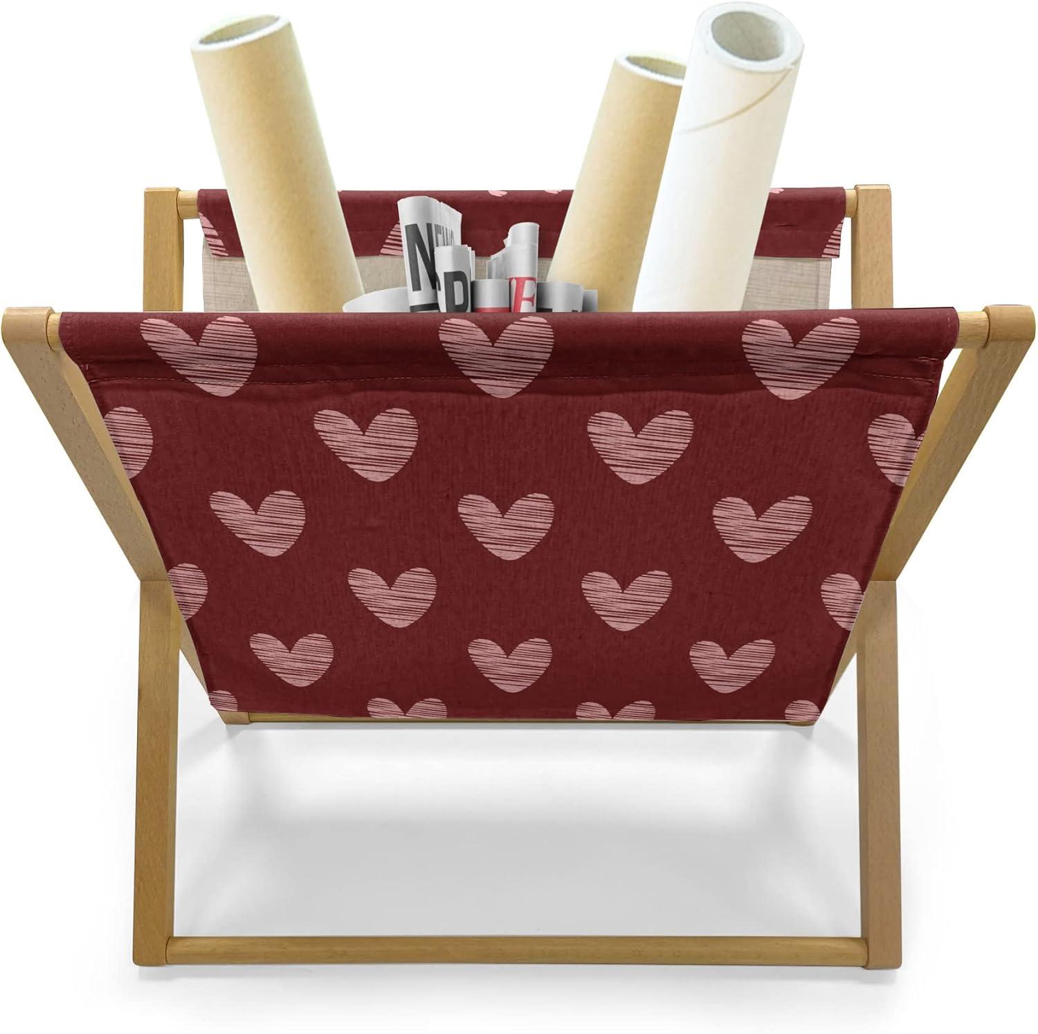imageAmbesonne Valentines Day Magazine and Book Holder Repetitive Pattern of Romantic Art Hatched Hearts Passion and Love Floor Rack Decor for Interior of Home amp Office 22 x 19 Burgundy Pale PinkBurgundy Pale Pink