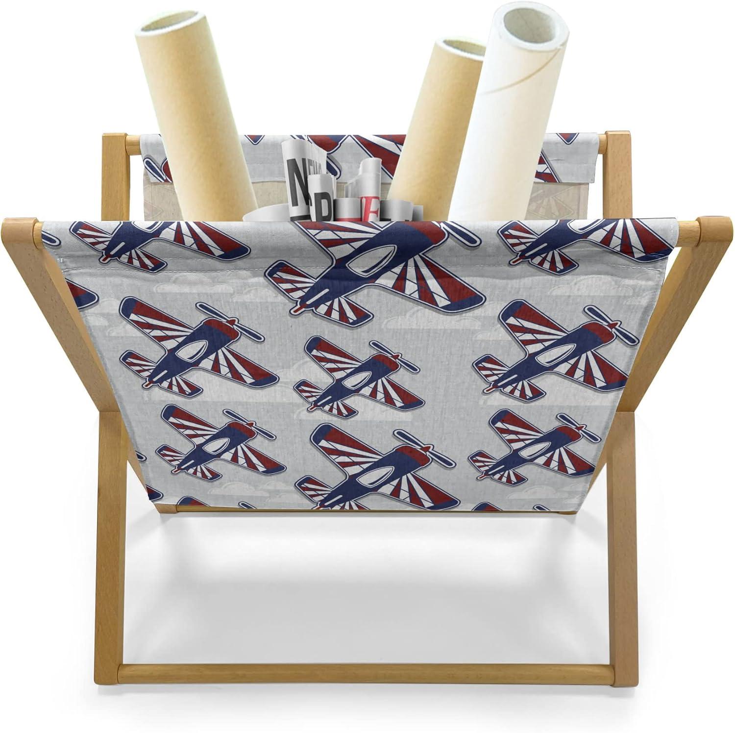 imageAmbesonne Valentines Day Magazine and Book Holder Western Style Floral Scroll Motif Swirled Lines Antique Royal Ornament Floor Rack Decor for Interior of Home amp Office 22 x 19 White RedNavy Blue Red White