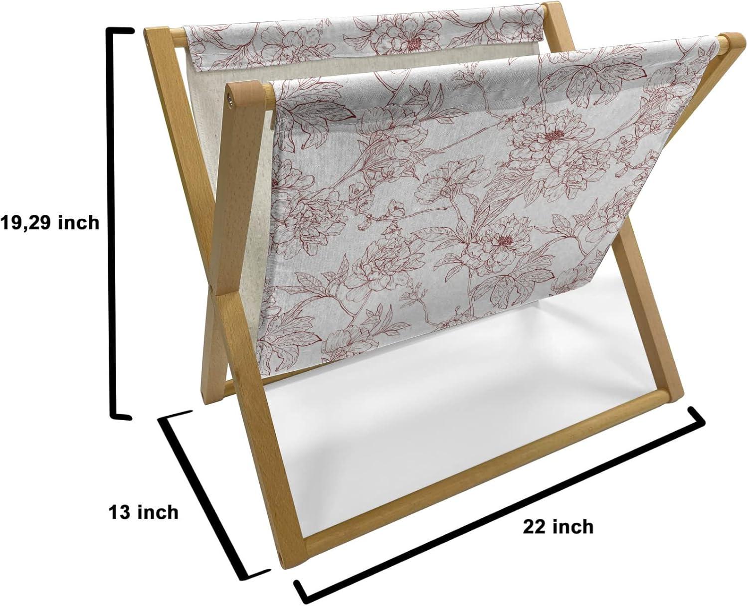 imageAmbesonne Valentines Day Magazine and Book Holder Western Style Floral Scroll Motif Swirled Lines Antique Royal Ornament Floor Rack Decor for Interior of Home amp Office 22 x 19 White RedBurgundy White