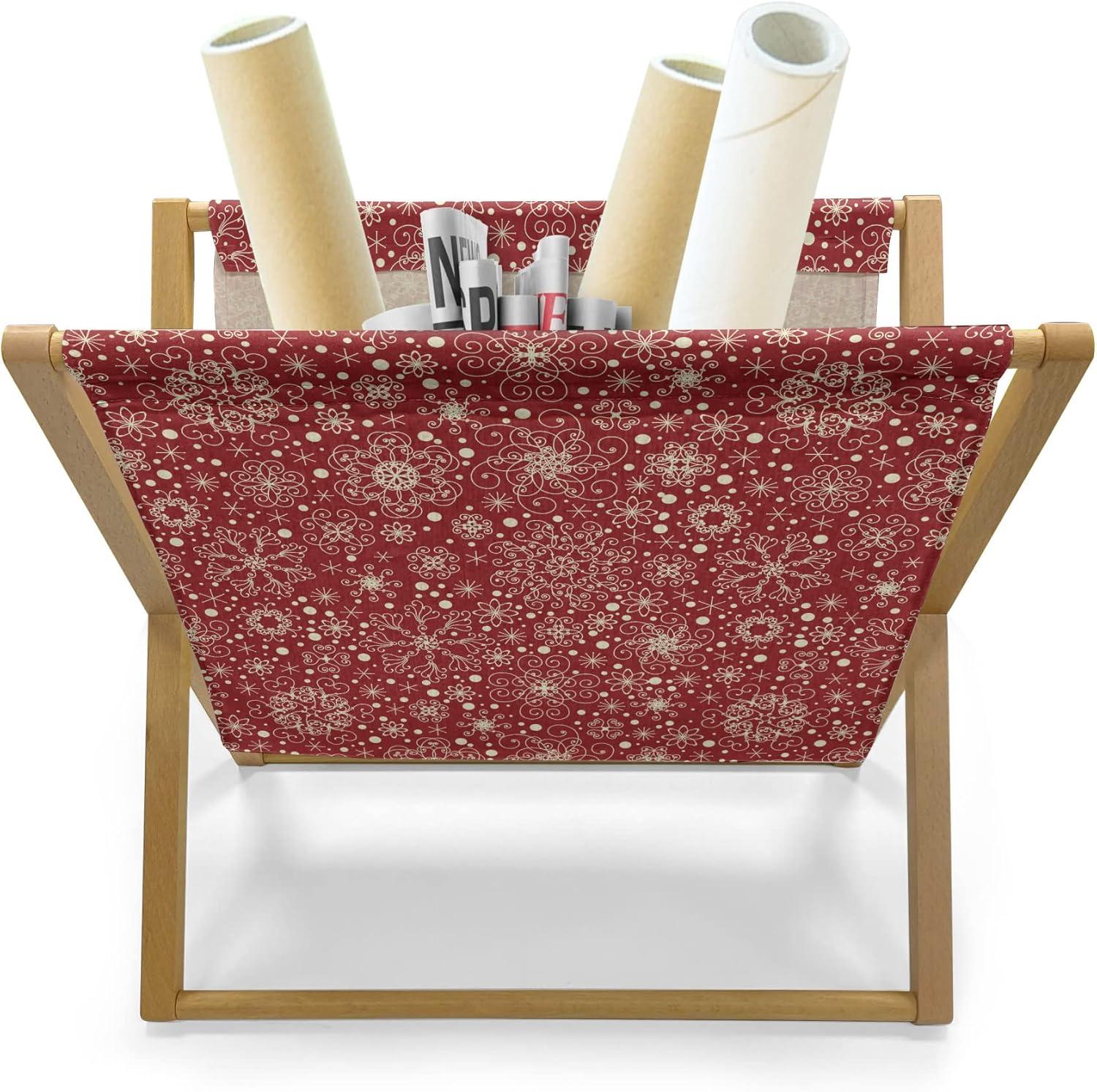 imageAmbesonne Valentines Day Magazine and Book Holder Western Style Floral Scroll Motif Swirled Lines Antique Royal Ornament Floor Rack Decor for Interior of Home amp Office 22 x 19 White RedVermilion Ivory