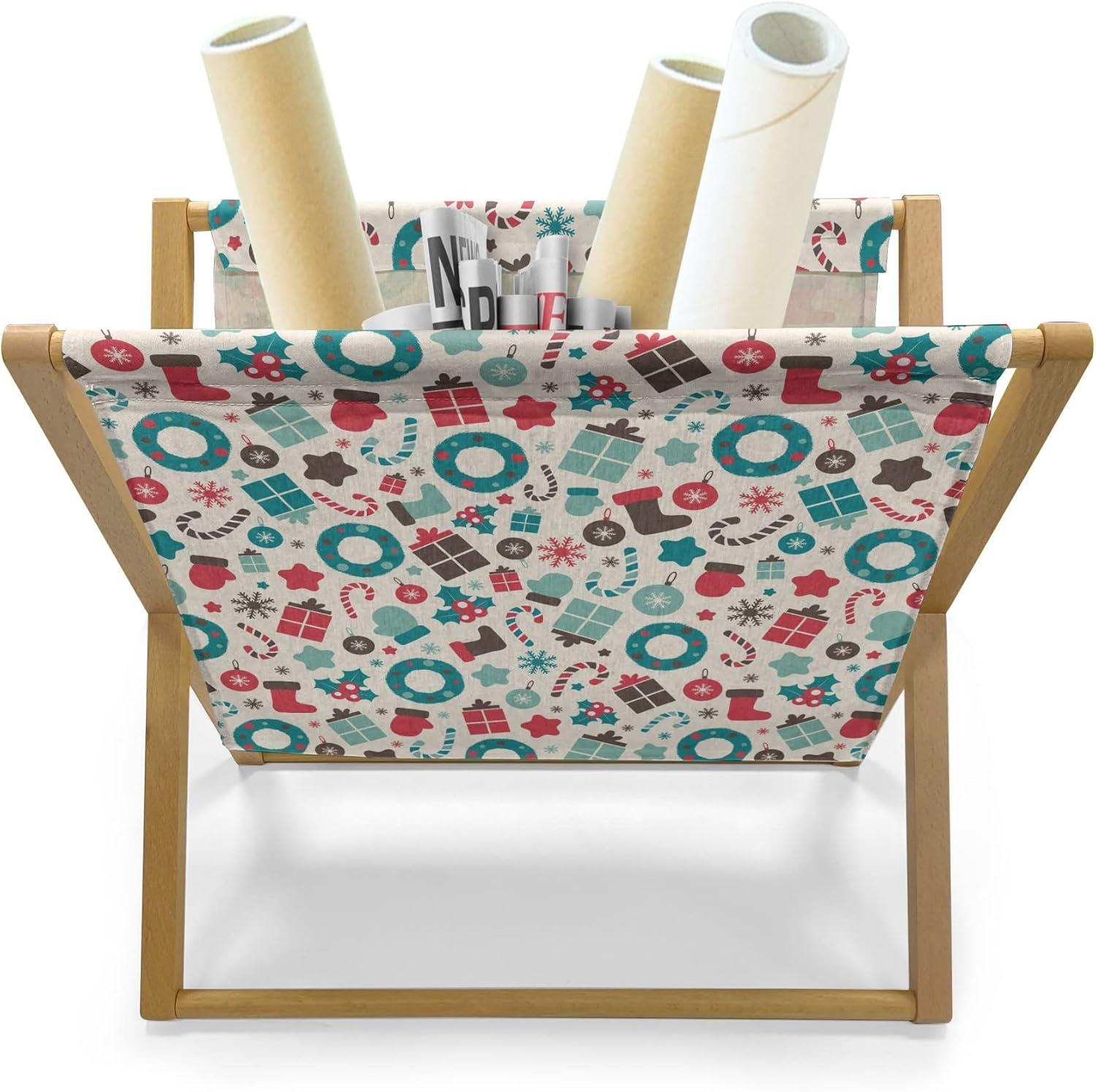 imageAmbesonne Valentines Day Magazine and Book Holder Western Style Floral Scroll Motif Swirled Lines Antique Royal Ornament Floor Rack Decor for Interior of Home amp Office 22 x 19 White RedDark Brown Dark Coral